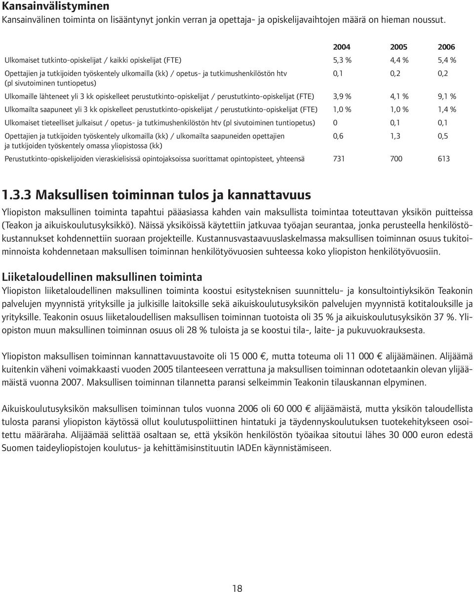 sivutoiminen tuntiopetus) Ulkomaille lähteneet yli 3 kk opiskelleet perustutkinto-opiskelijat / perustutkinto-opiskelijat (FTE) 3,9 % 4,1 % 9,1 % Ulkomailta saapuneet yli 3 kk opiskelleet