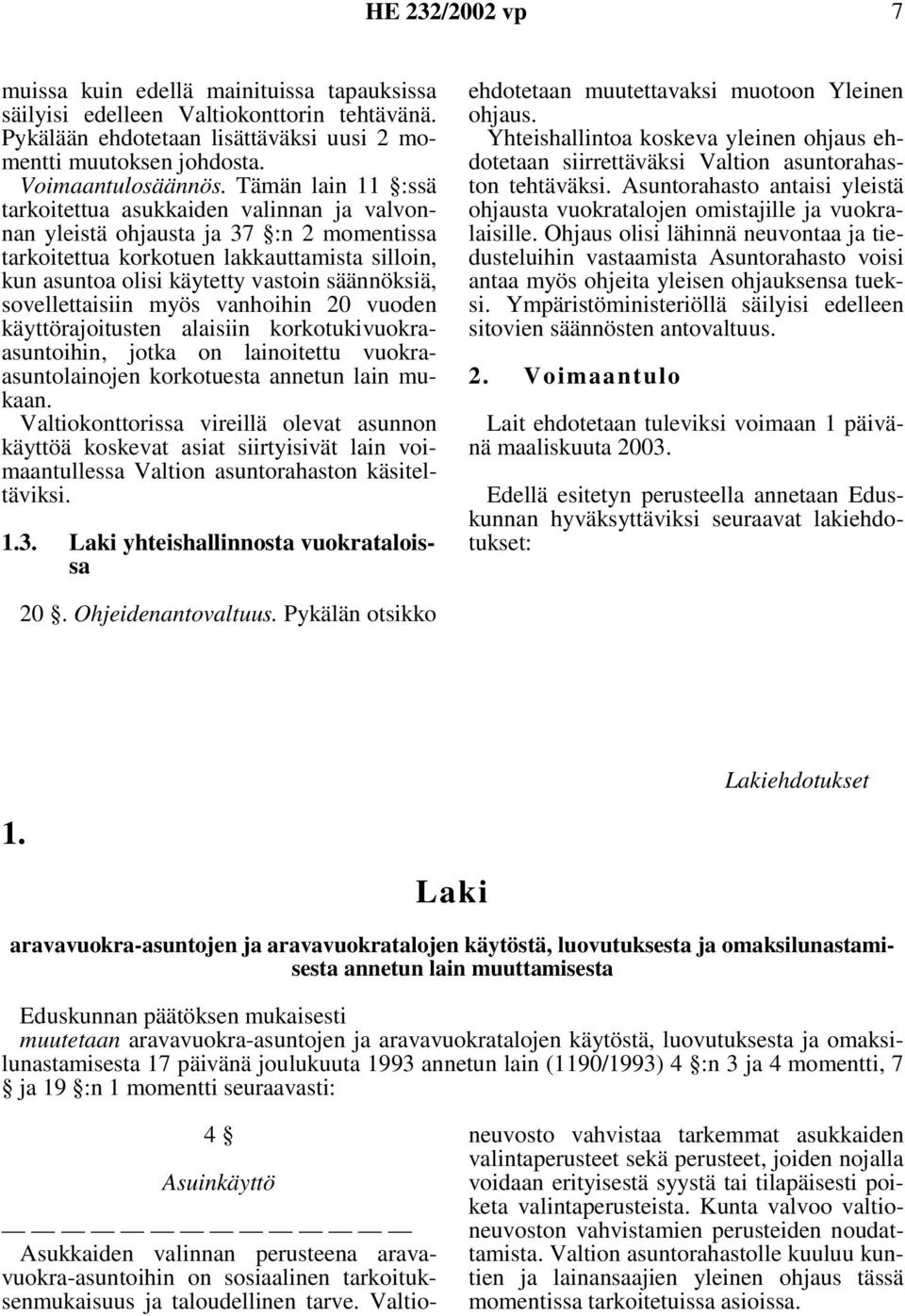 sovellettaisiin myös vanhoihin 20 vuoden käyttörajoitusten alaisiin korkotukivuokraasuntoihin, jotka on lainoitettu vuokraasuntolainojen korkotuesta annetun lain mukaan.
