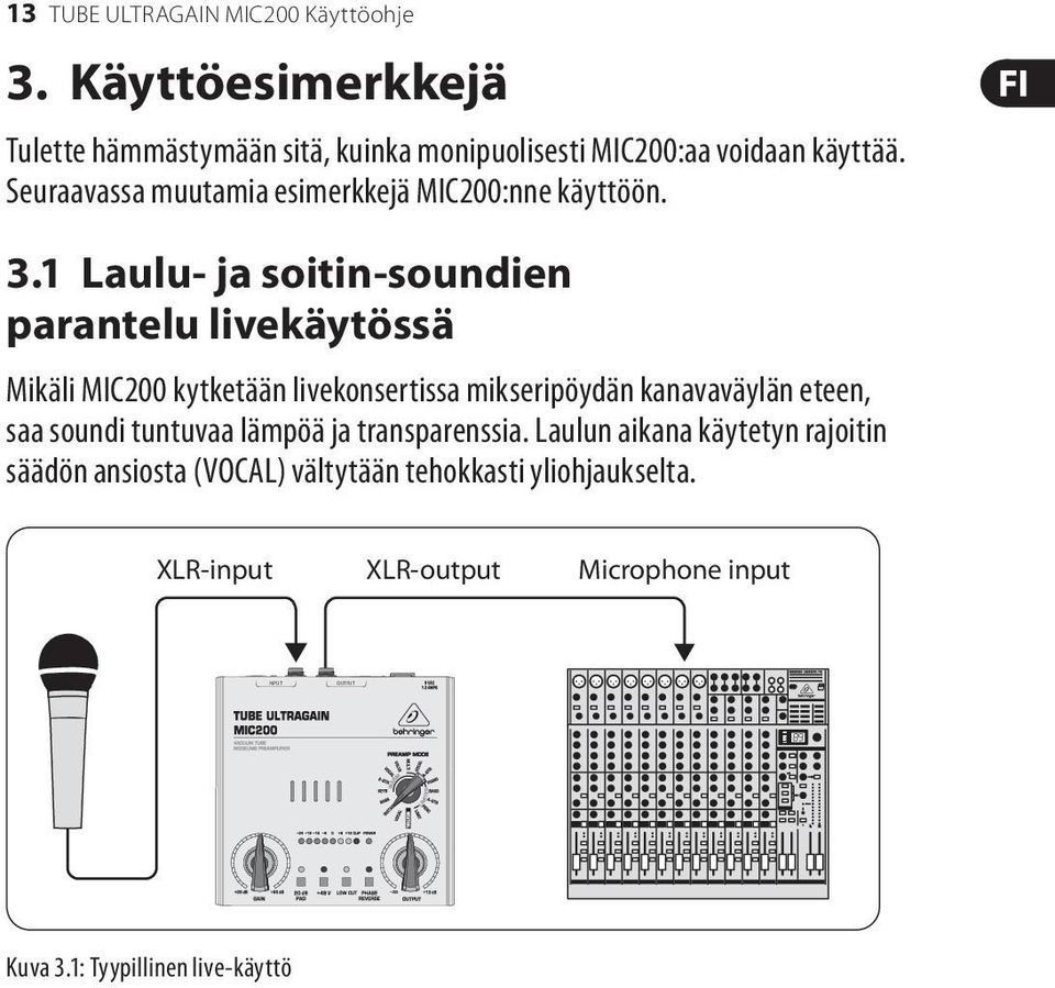 Seuraavassa muutamia esimerkkejä MIC200:nne käyttöön. 3.