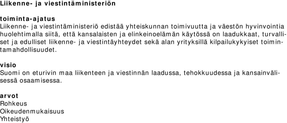 edulliset liikenne- ja viestintäyhteydet sekä alan yrityksillä kilpailukykyiset timintamahdllisuudet.