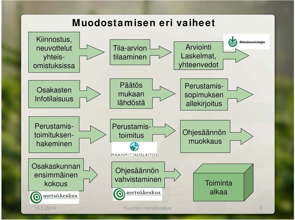 allekirjoitus Perustamis- toimituksen- tu hakeminen Perustamis- toimitus Ohjesäännön muokkaus