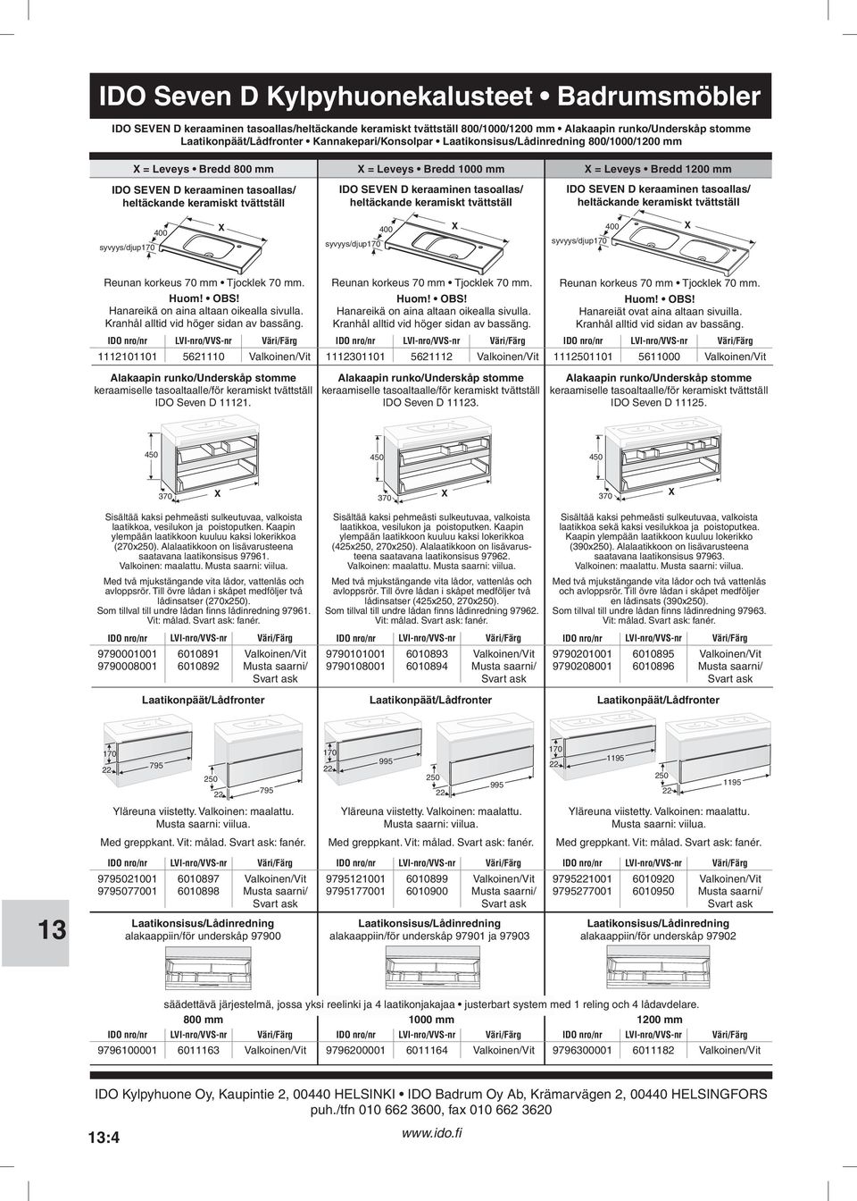 heltäckande keramiskt tvättställ X = Leveys Bredd 1200 mm IDO SEVEN D keraaminen tasoallas/ heltäckande keramiskt tvättställ syvyys/djup X X X syvyys/djup syvyys/djup Reunan korkeus 70 mm Tjocklek 70