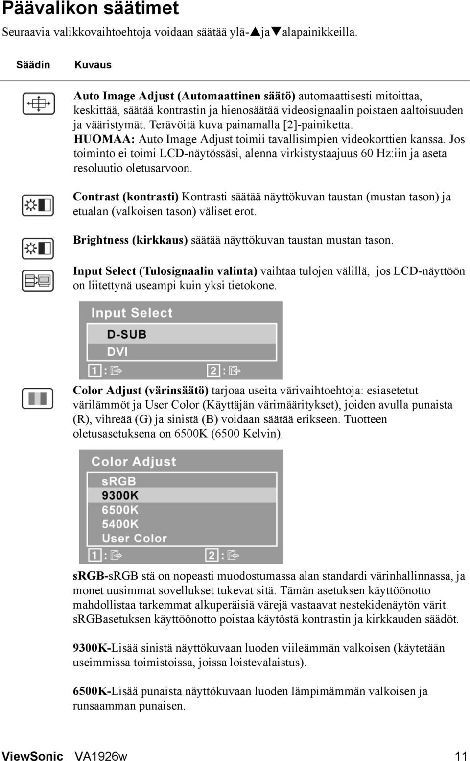 Terävöitä kuva painamalla [2]-painiketta. HUOMAA: Auto Image Adjust toimii tavallisimpien videokorttien kanssa.