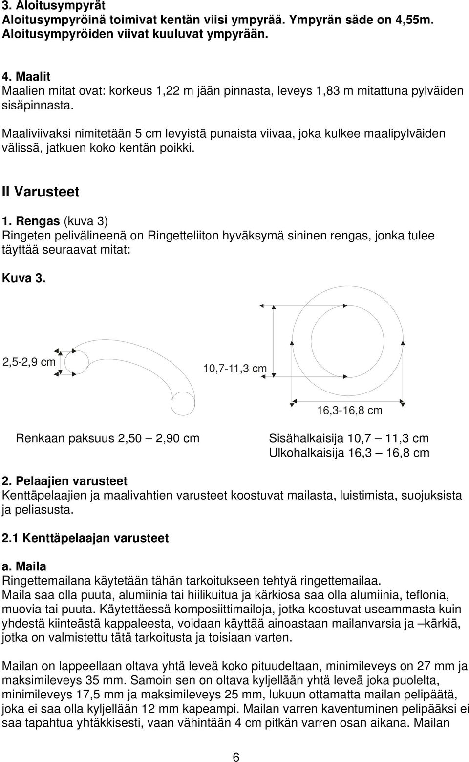 Rengas (kuva 3) Ringeten pelivälineenä on Ringetteliiton hyväksymä sininen rengas, jonka tulee täyttää seuraavat mitat: Kuva 3.