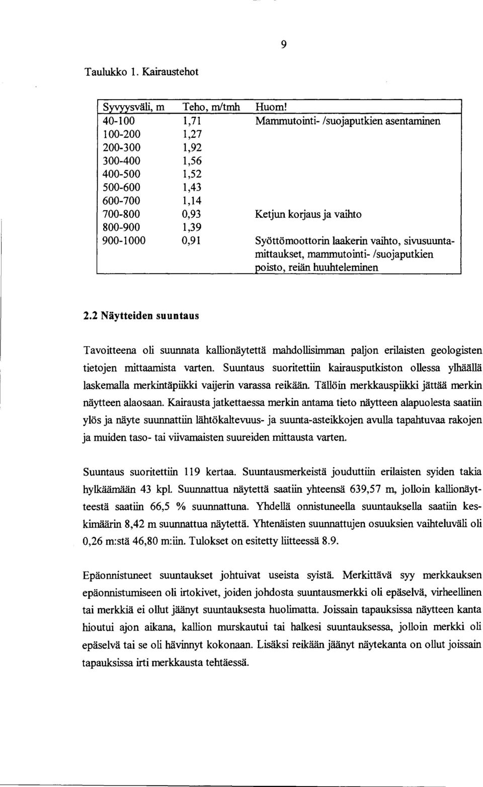 2 Näytteiden suuntaus Tavoitteena oli suunnata kallionäytettä mahdollisimman paljon erilaisten geologisten tietojen mittaamista varten.