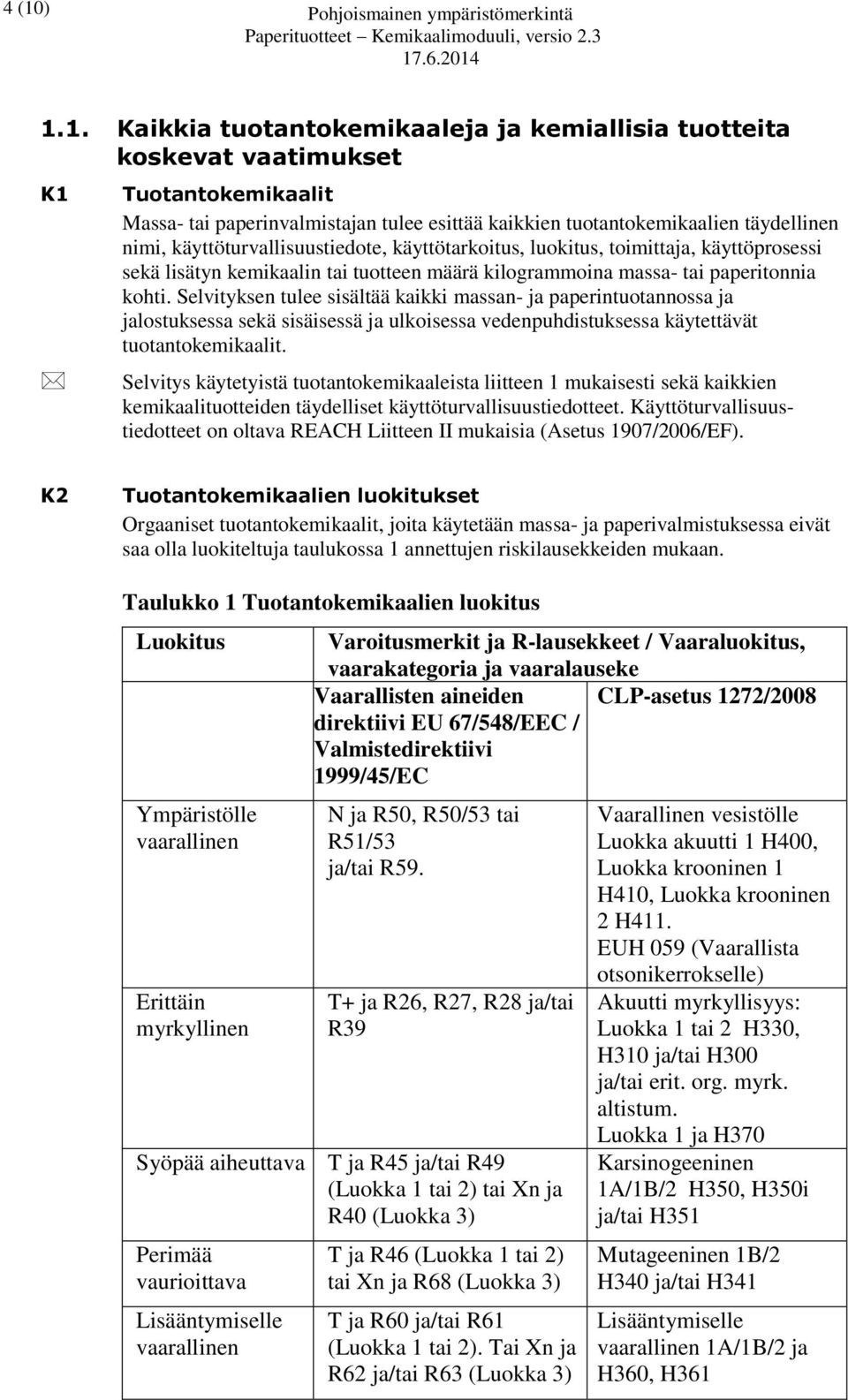 paperitonnia kohti. Selvityksen tulee sisältää kaikki massan- ja paperintuotannossa ja jalostuksessa sekä sisäisessä ja ulkoisessa vedenpuhdistuksessa käytettävät tuotantokemikaalit.