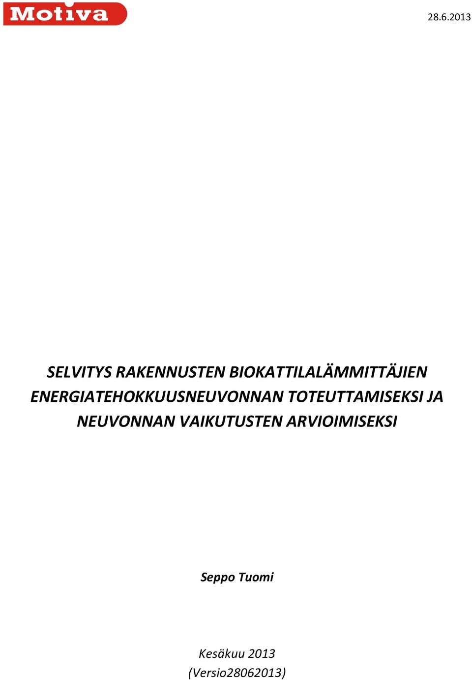 ENERGIATEHOKKUUSNEUVONNAN TOTEUTTAMISEKSI