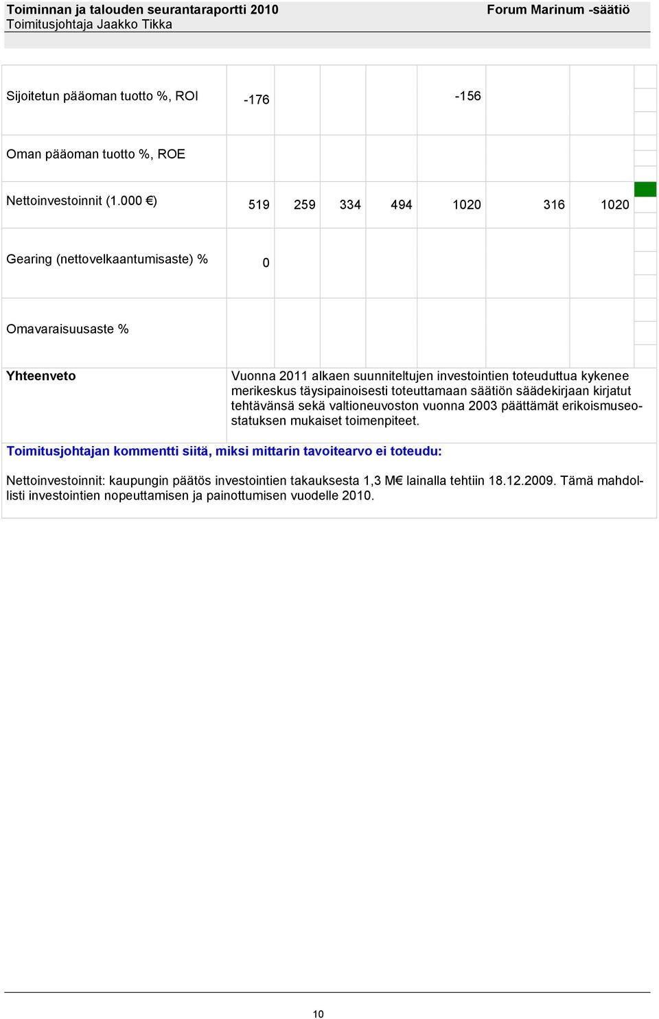 täysipainoisesti toteuttamaan säätiön säädekirjaan kirjatut tehtävänsä sekä valtioneuvoston vuonna 2003 päättämät erikoismuseostatuksen mukaiset toimenpiteet.