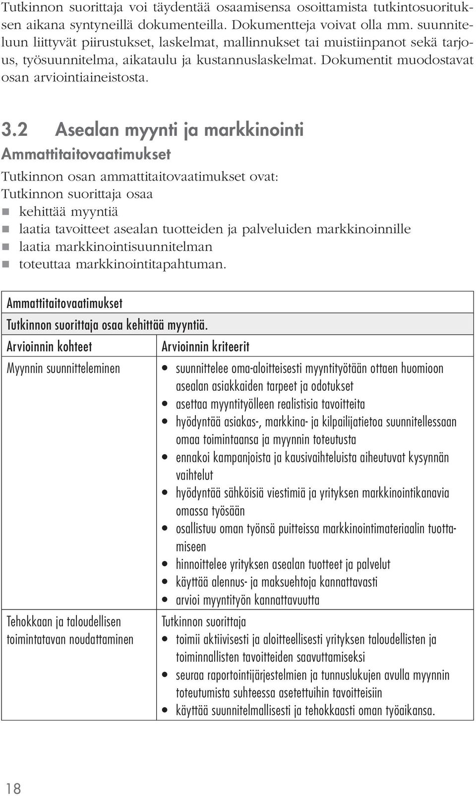 2 Asealan myynti ja markkinointi Ammattitaitovaatimukset Tutkinnon osan ammattitaitovaatimukset ovat: osaa kehittää myyntiä laatia tavoitteet asealan tuotteiden ja palveluiden markkinoinnille laatia