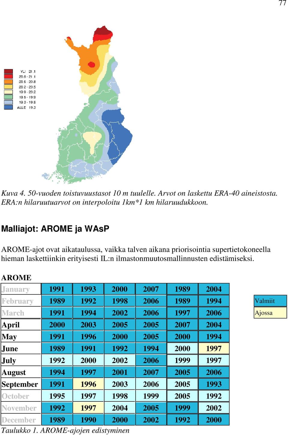 AROME January 1991 1993 2000 2007 1989 2004 February 1989 1992 1998 2006 1989 1994 Valmiit March 1991 1994 2002 2006 1997 2006 Ajossa April 2000 2003 2005 2005 2007 2004 May 1991 1996 2000 2005 2000