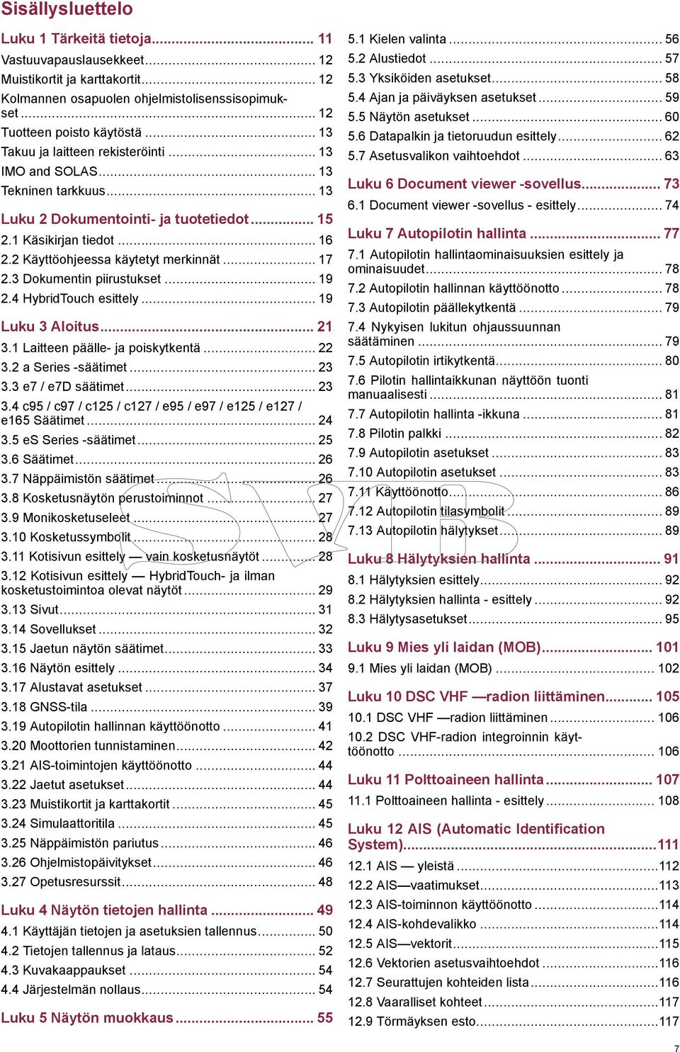 .. 17 2.3 Dokumentin piirustukset... 19 2.4 HybridTouch esittely... 19 Luku 3 Aloitus... 21 3.1 Laitteen päälle- ja poiskytkentä... 22 3.2 a Series -säätimet... 23 3.