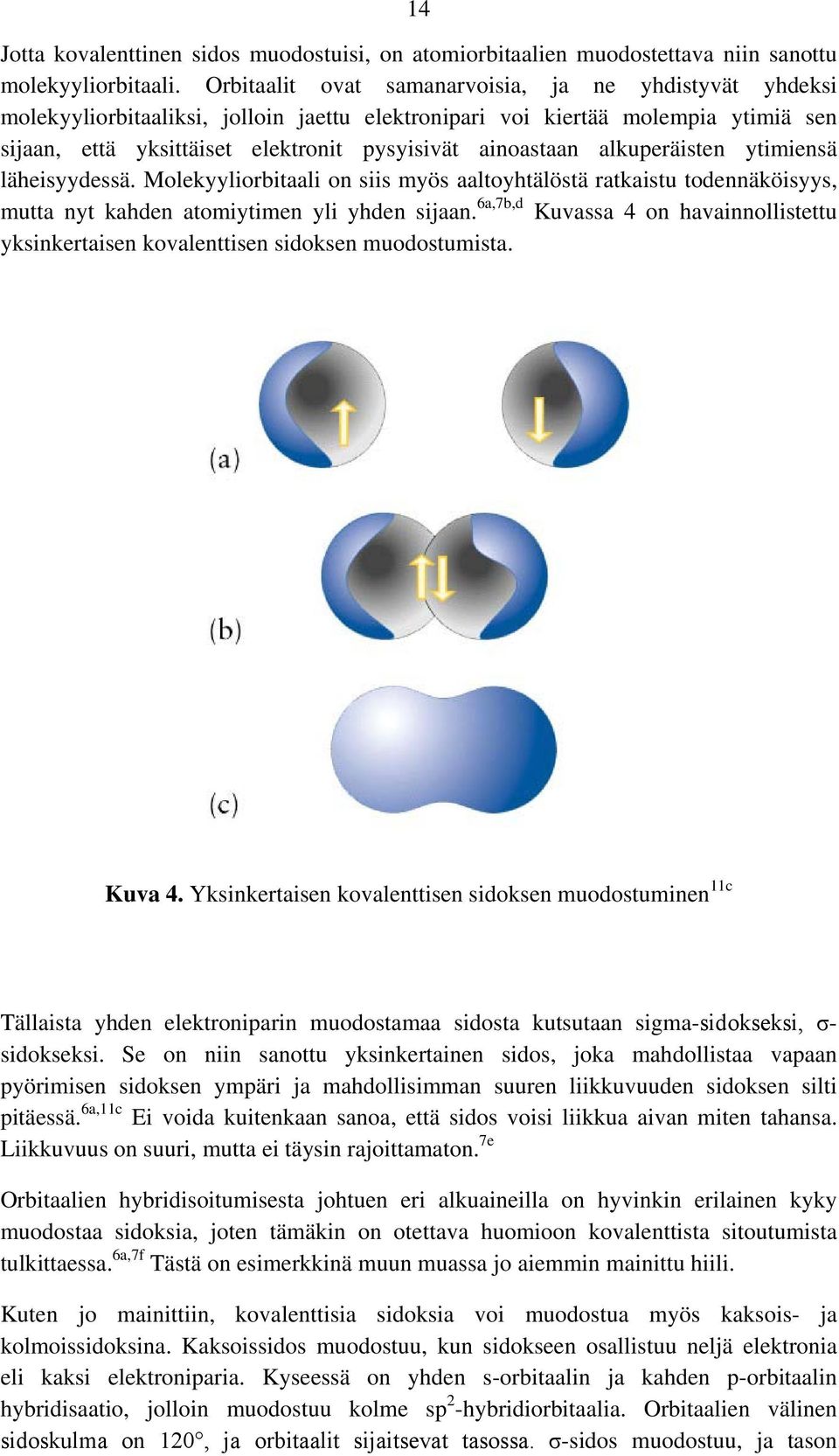 alkuperäisten ytimiensä läheisyydessä. Molekyyliorbitaali on siis myös aaltoyhtälöstä ratkaistu todennäköisyys, mutta nyt kahden atomiytimen yli yhden sijaan.