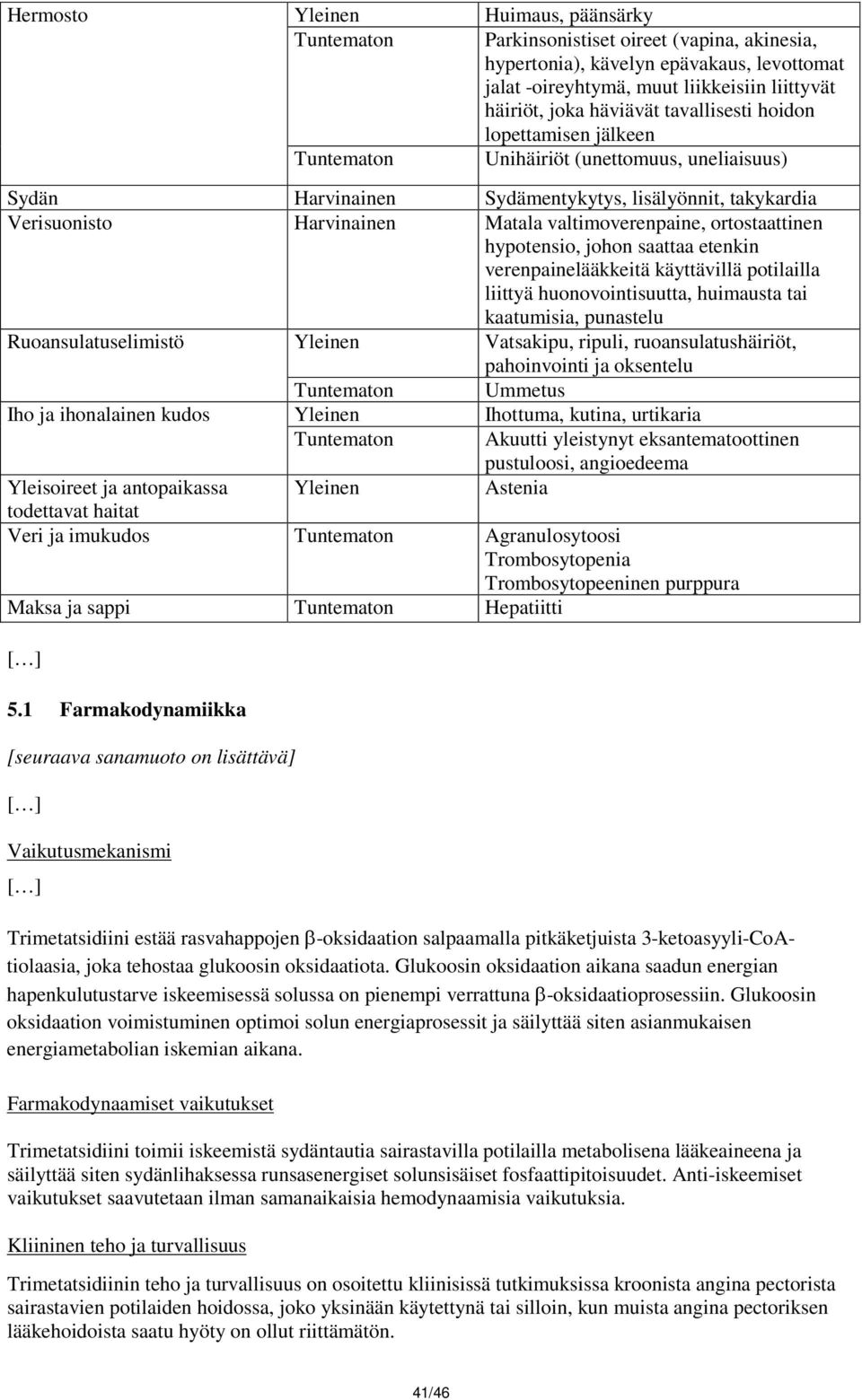 valtimoverenpaine, ortostaattinen hypotensio, johon saattaa etenkin verenpainelääkkeitä käyttävillä potilailla liittyä huonovointisuutta, huimausta tai kaatumisia, punastelu Ruoansulatuselimistö