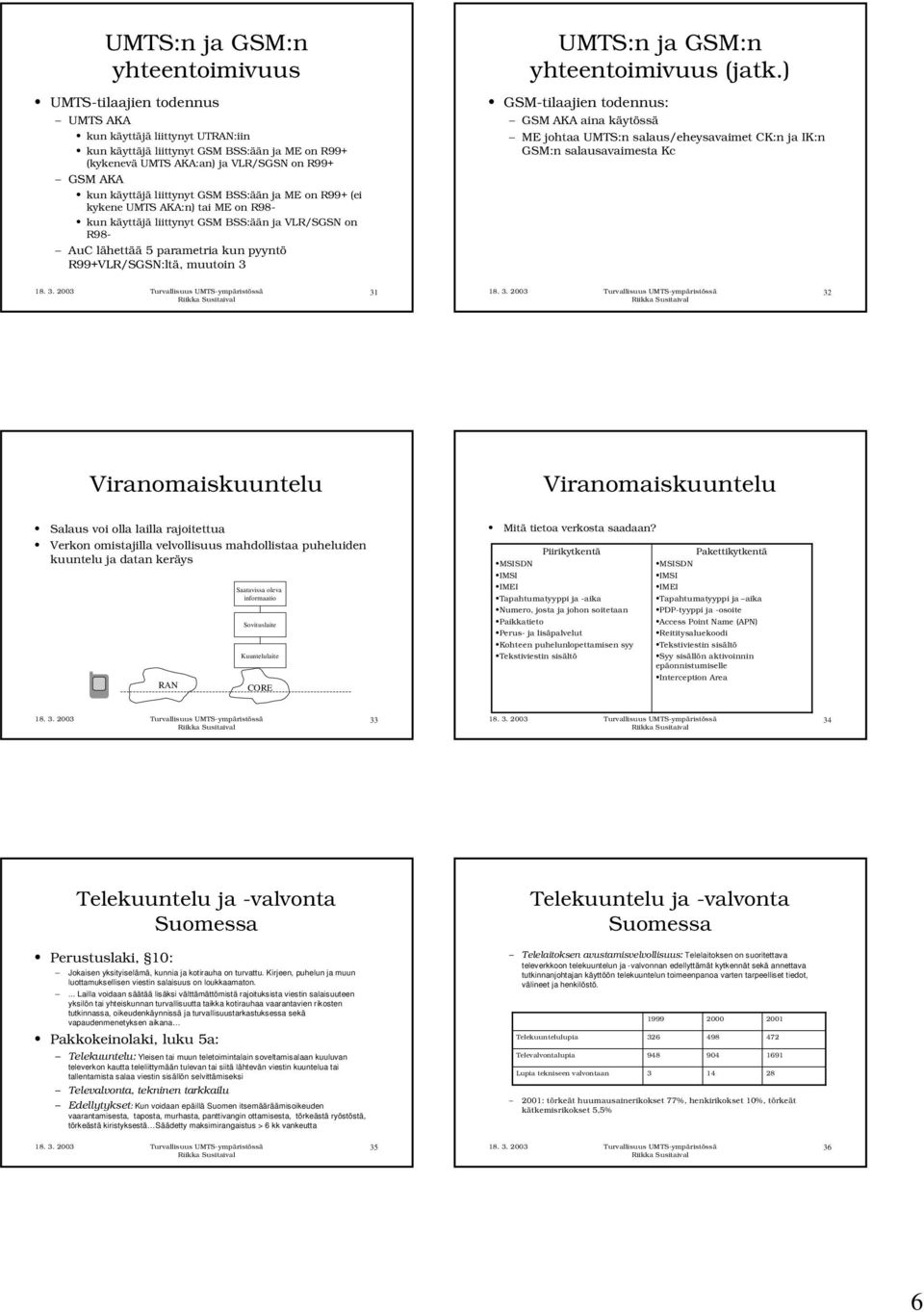 muutoin 3 UMTS:n ja GSM:n yhteentoimivuus (jatk.