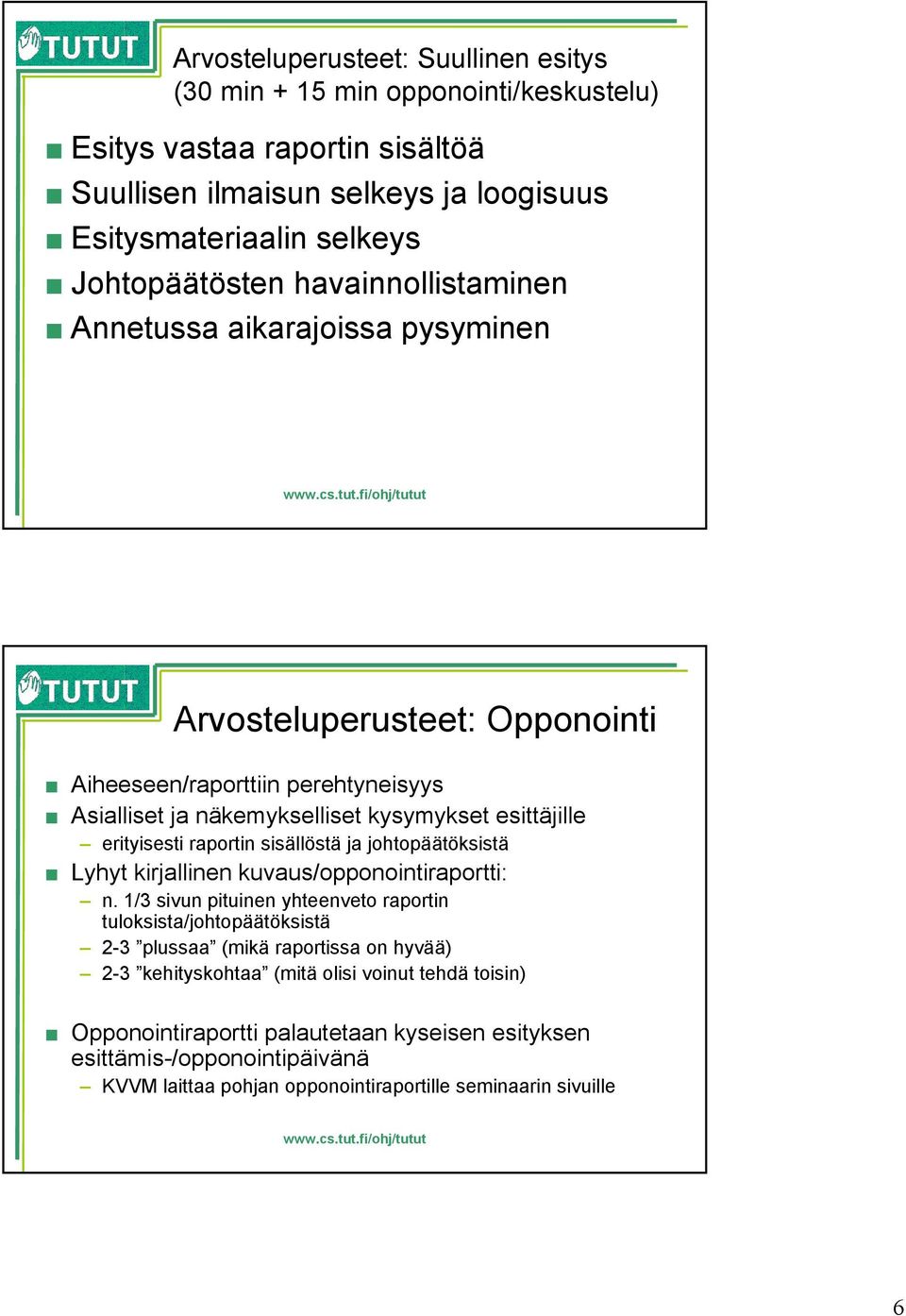 raportin sisällöstä ja johtopäätöksistä Lyhyt kirjallinen kuvaus/opponointiraportti: n.