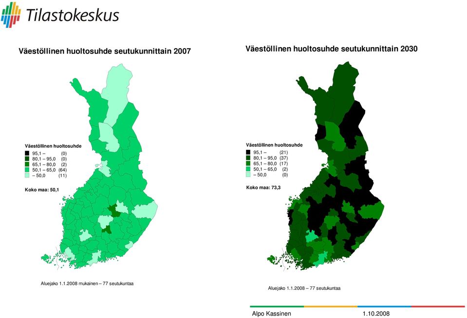 maa: 50,1 Väestöllinen huoltosuhde 95,1 (21) 80,1 95,0 (37) 65,1 80,0 (17) 50,1 65,0 (2)