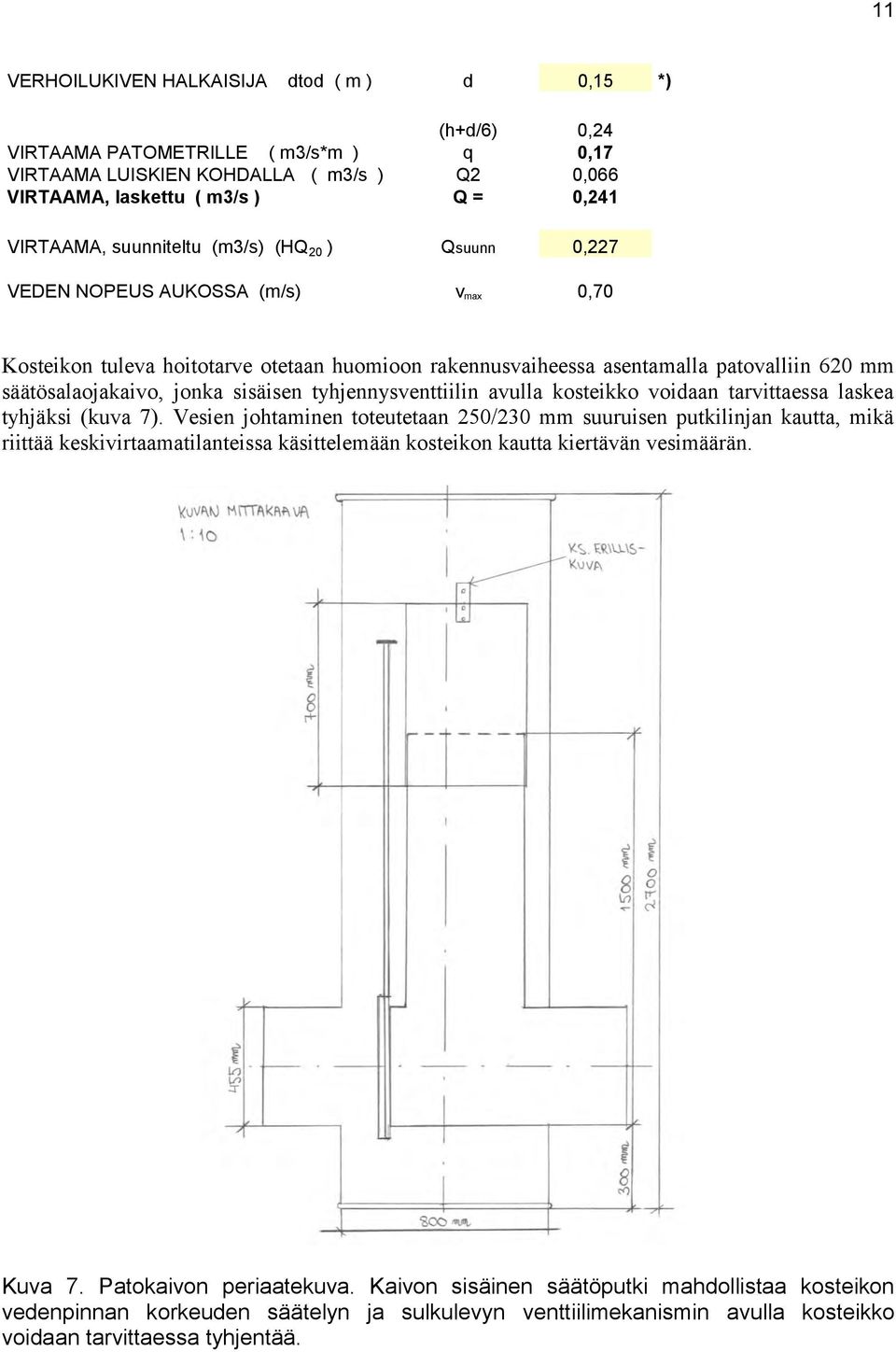 sisäisen tyhjennysventtiilin avulla kosteikko voidaan tarvittaessa laskea tyhjäksi (kuva 7).