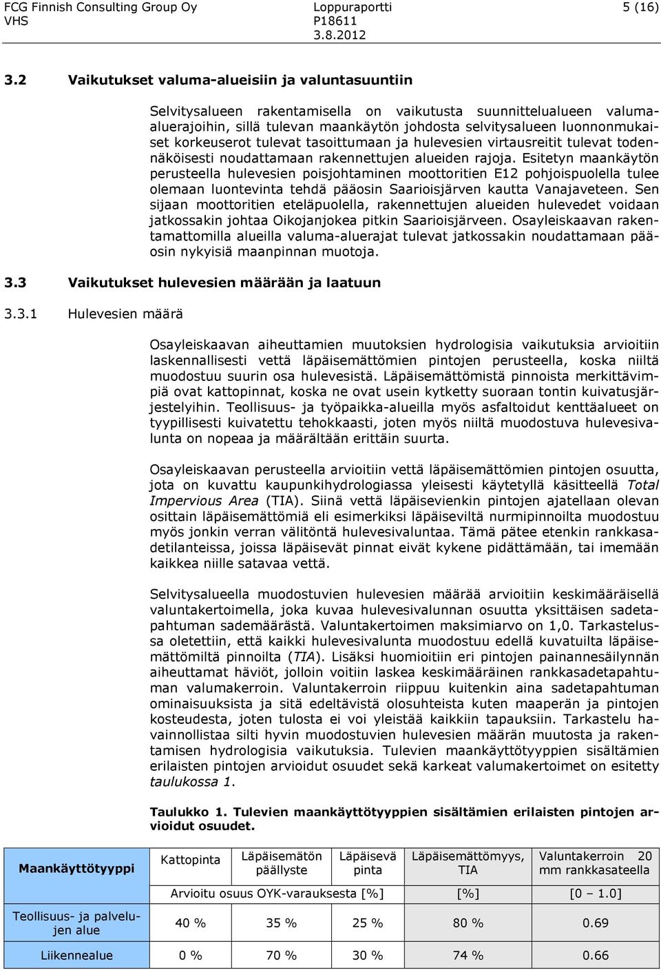 korkeuserot tulevat tasoittumaan ja hulevesien virtausreitit tulevat todennäköisesti noudattamaan rakennettujen alueiden rajoja.