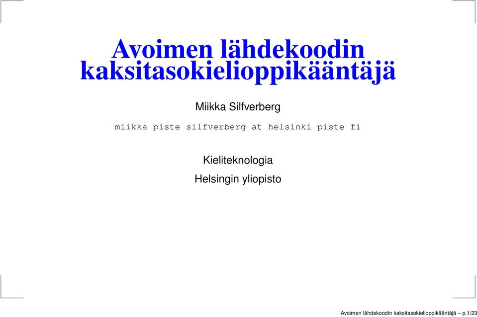 helsinki piste fi Kieliteknologia Helsingin