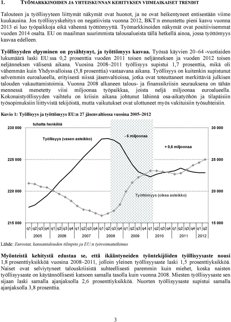 Työmarkkinoiden näkymät ovat positiivisemmat vuoden 2014 osalta. EU on maailman suurimmista talousalueista tällä hetkellä ainoa, jossa työttömyys kasvaa edelleen.