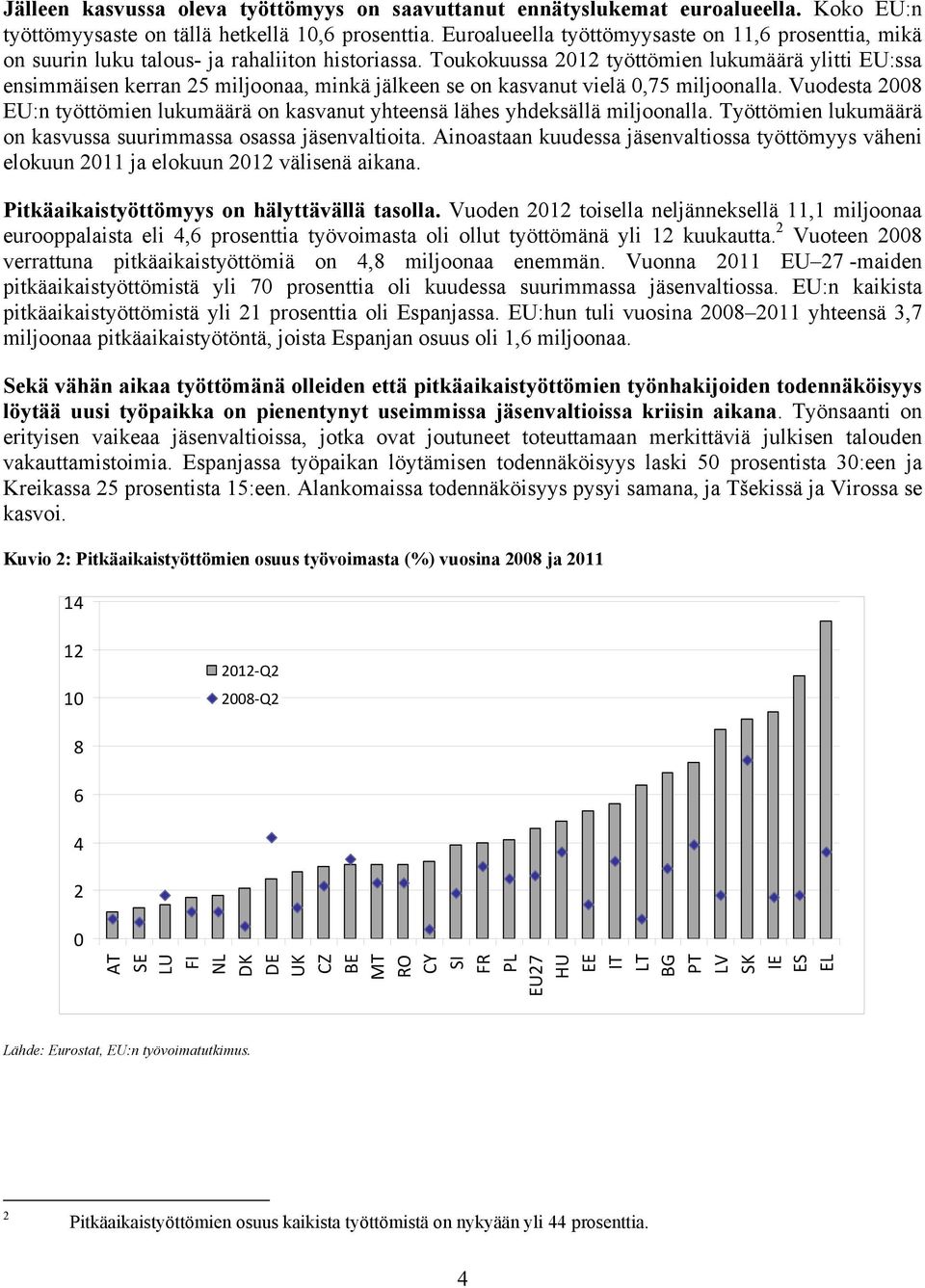 Toukokuussa 2012 työttömien lukumäärä ylitti EU:ssa ensimmäisen kerran 25 miljoonaa, minkä jälkeen se on kasvanut vielä 0,75 miljoonalla.