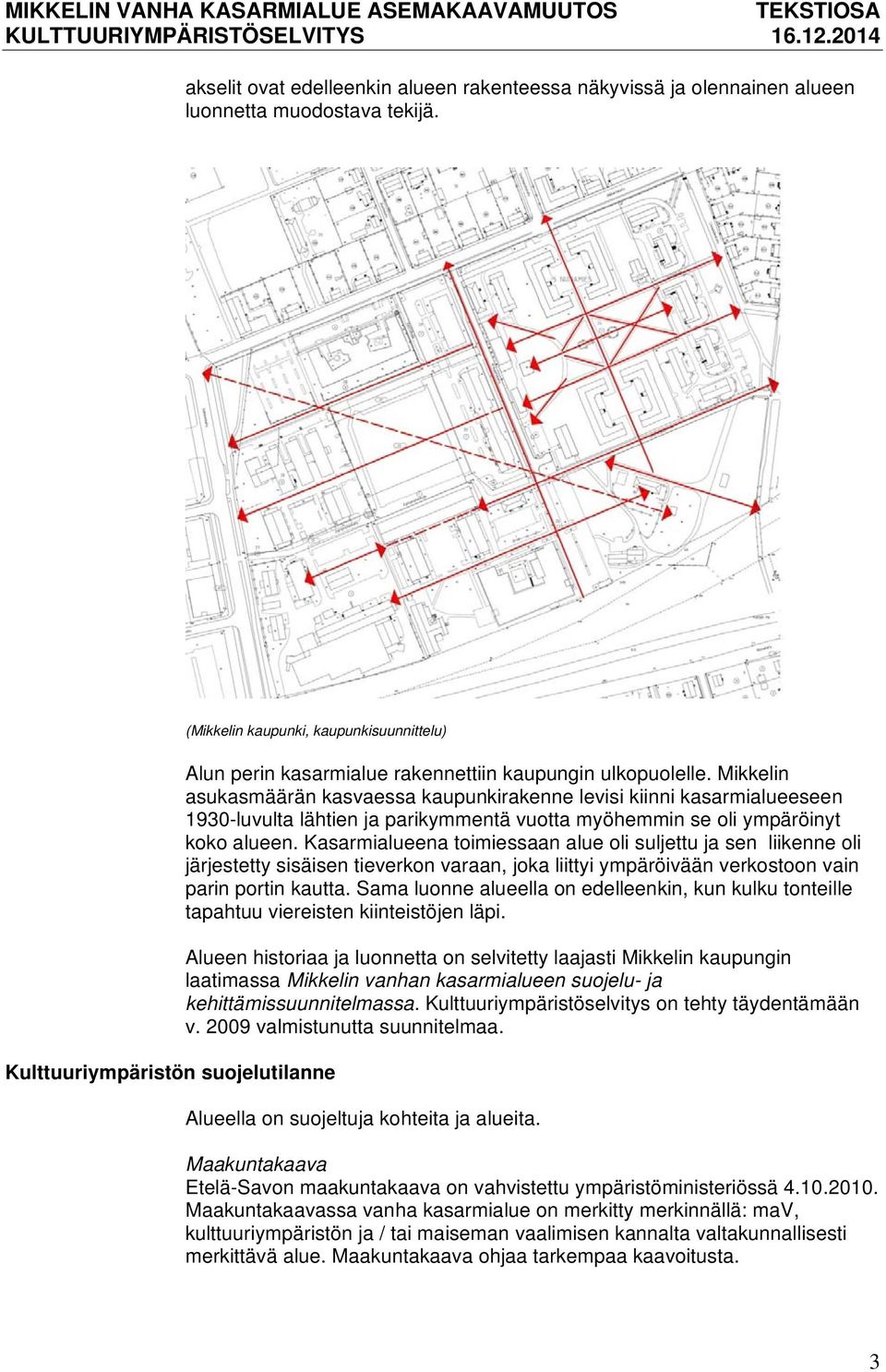 Mikkelin asukasmäärän kasvaessa kaupunkirakenne levisi kiinni kasarmialueeseen 1930-luvulta lähtien ja parikymmentä vuotta myöhemmin se oli ympäröinyt koko alueen.