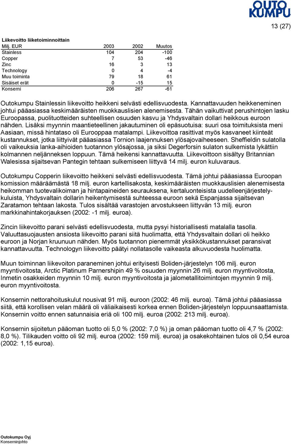 selvästi edellisvuodesta. Kannattavuuden heikkeneminen johtui pääasiassa keskimääräisten muokkauslisien alenemisesta.