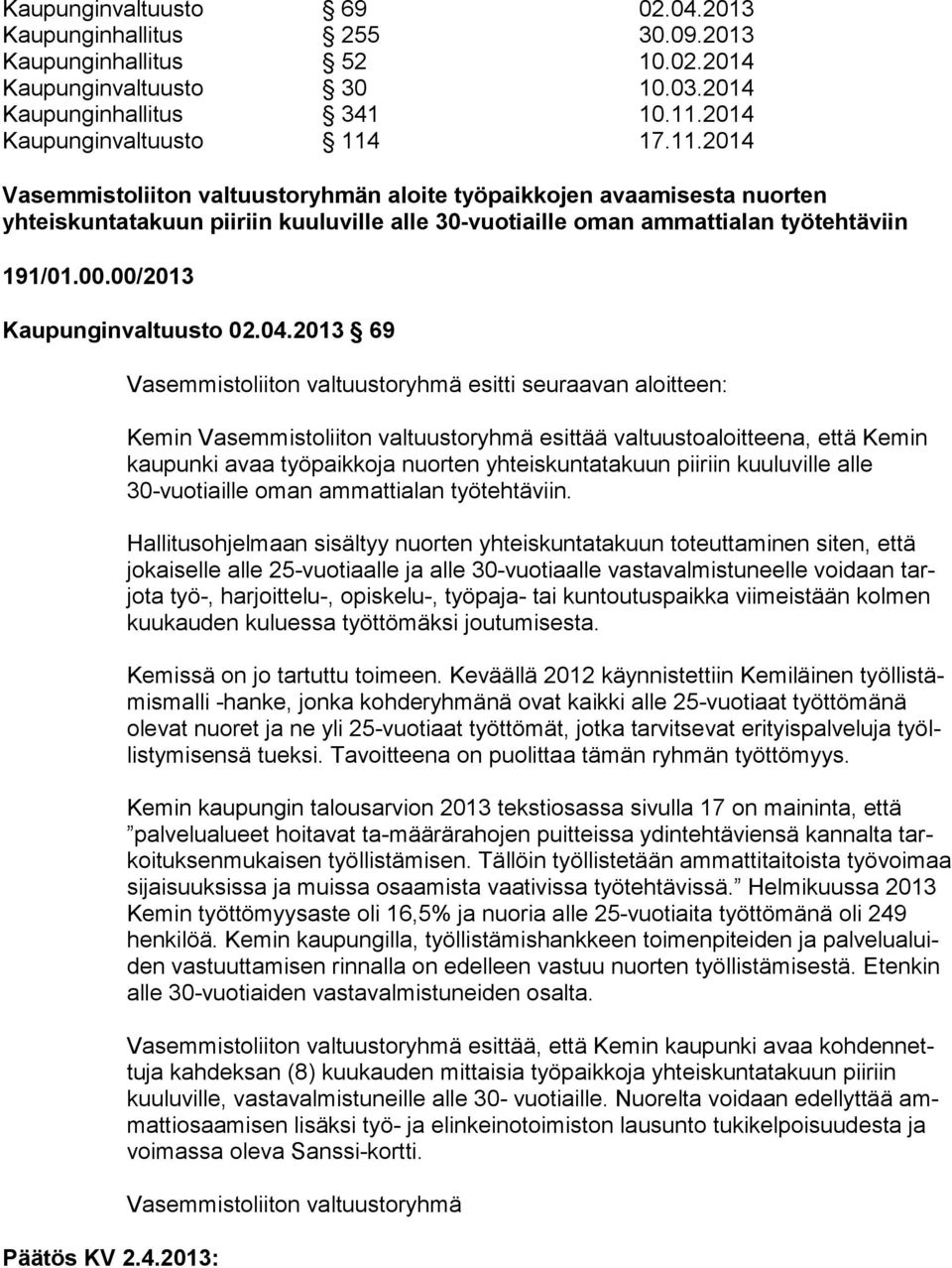 00.00/2013 Kaupunginvaltuusto 02.04.