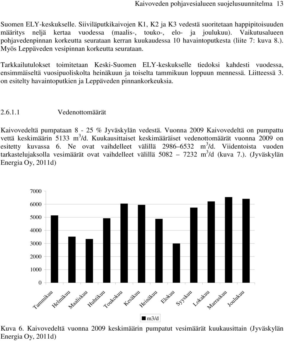 Vaikutusalueen pohjavedenpinnan korkeutta seurataan kerran kuukaudessa 10 havaintoputkesta (liite 7: kuva 8.). Myös Leppäveden vesipinnan korkeutta seurataan.