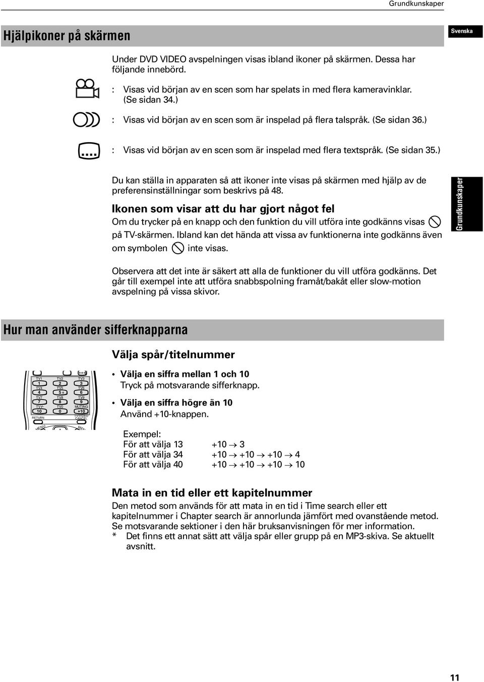 ) : Visas vid början av en scen som är inspelad med flera textspråk. (Se sidan 35.