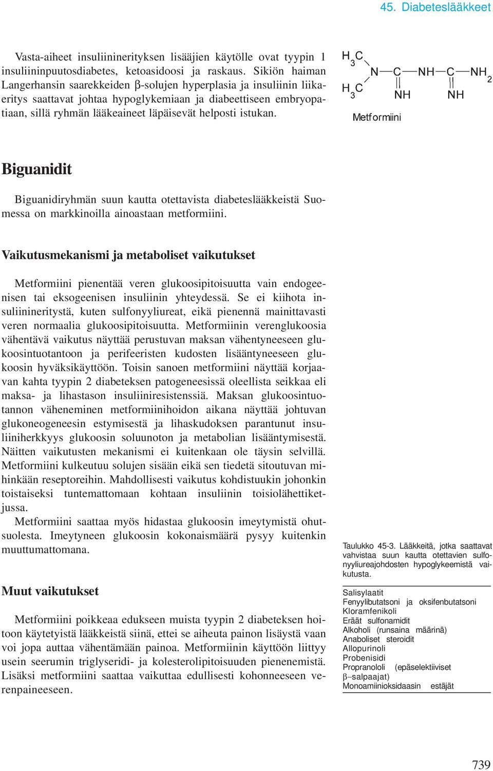 istukan. Biguanidit Biguanidiryhmän suun kautta otettavista diabeteslääkkeistä Suomessa on markkinoilla ainoastaan metformiini.