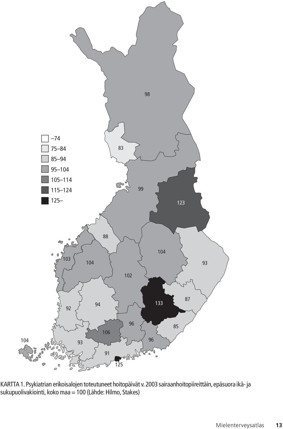 Psykiatrian erikoisalojen toteutuneet hoitopäivät v.