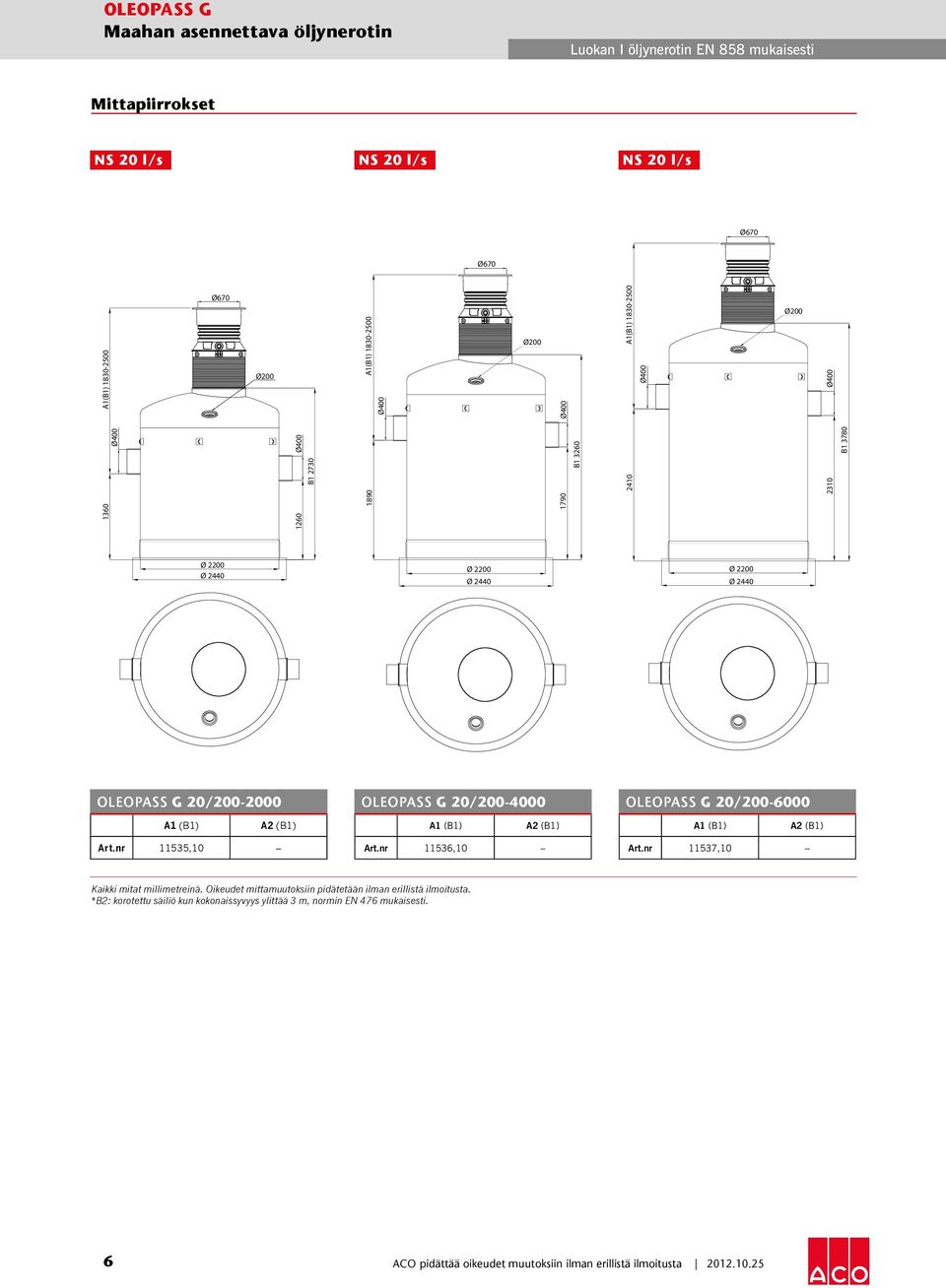 OleopaSS G 20/200-4000 OleopaSS G 20/200-6000 Art.nr 11535,10 Art.