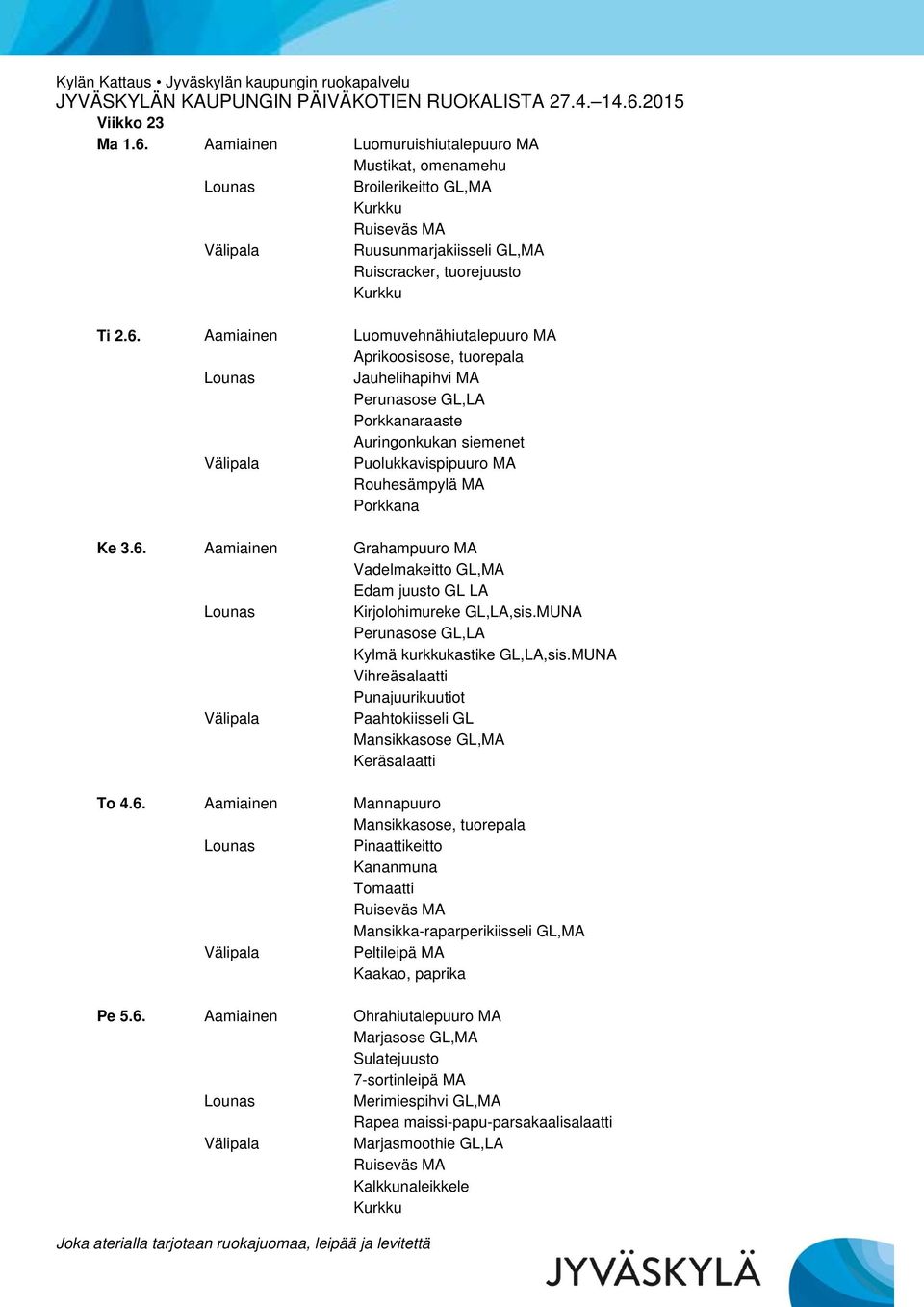 MUNA Vihreäsalaatti Punajuurikuutiot Paahtokiisseli GL Mansikkasose GL,MA To 4.6.