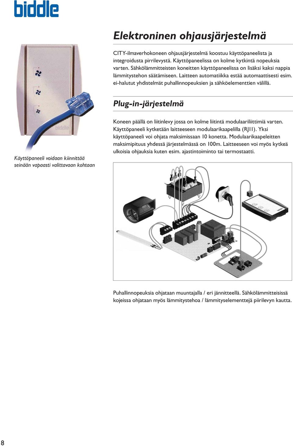 eihalutut yhdistelmät puhallinnopeuksien ja sähköelementtien välillä.