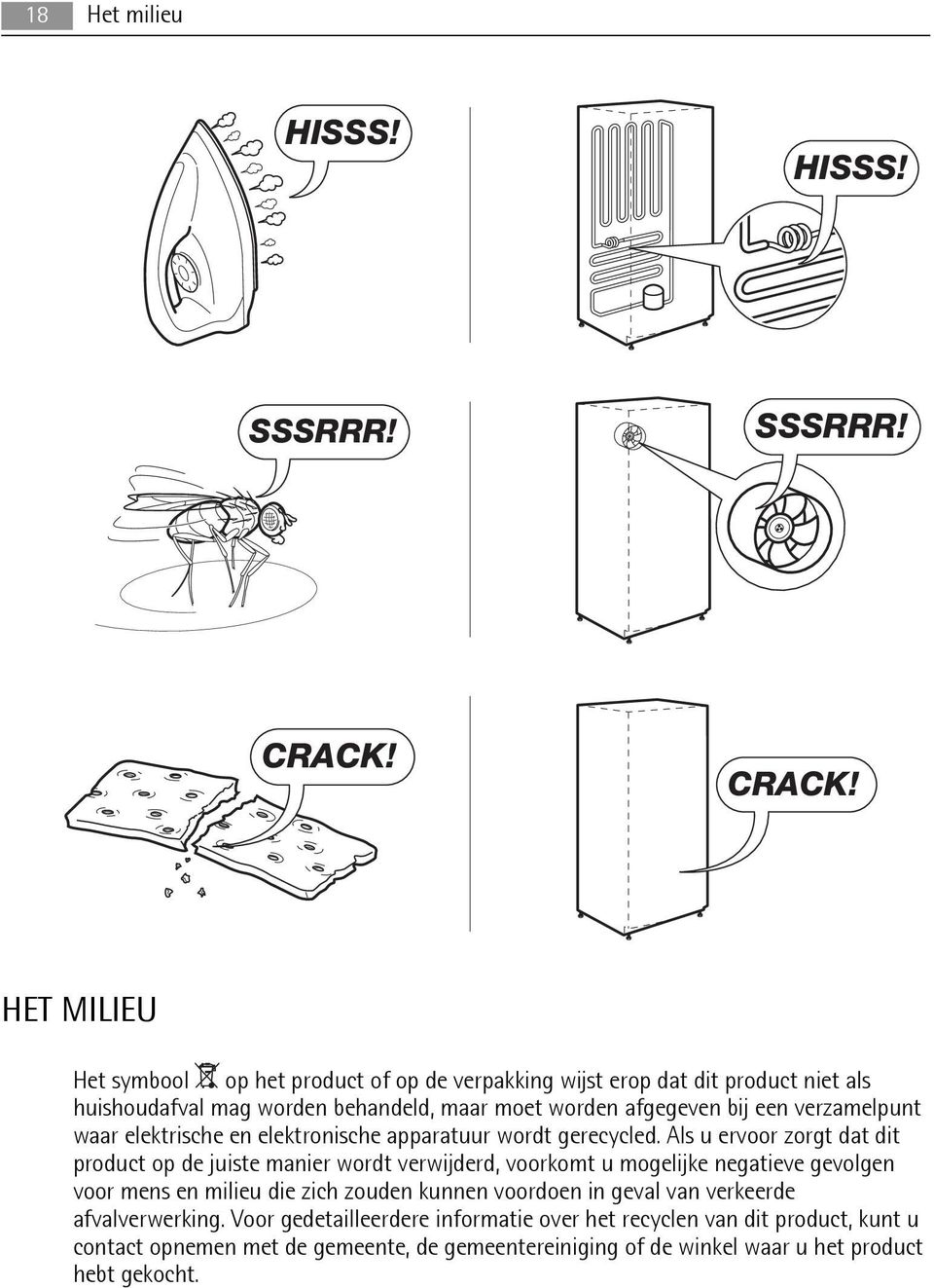 HET MILIEU Het symbool op het product of op de verpakking wijst erop dat dit product niet als huishoudafval mag worden behandeld, maar moet worden afgegeven bij een