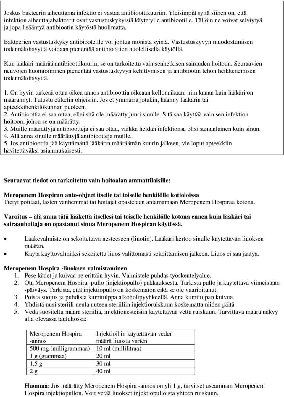 Vastustuskyvyn muodostumisen todennäköisyyttä voidaan pienentää antibioottien huolellisella käytöllä. Kun lääkäri määrää antibioottikuurin, se on tarkoitettu vain senhetkisen sairauden hoitoon.