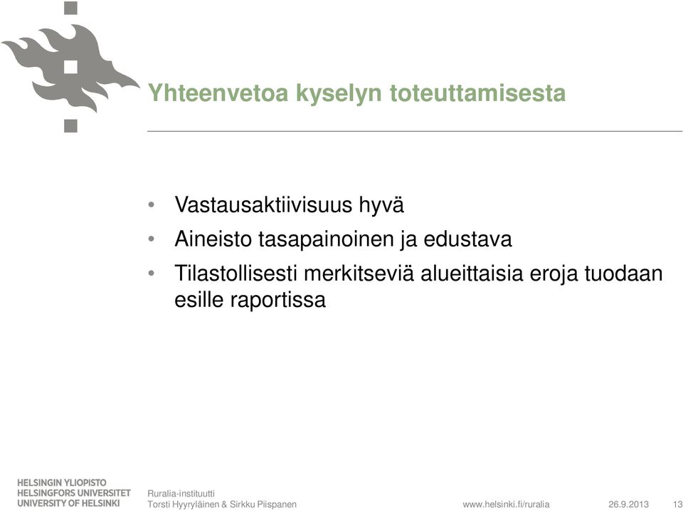 edustava Tilastollisesti merkitseviä alueittaisia