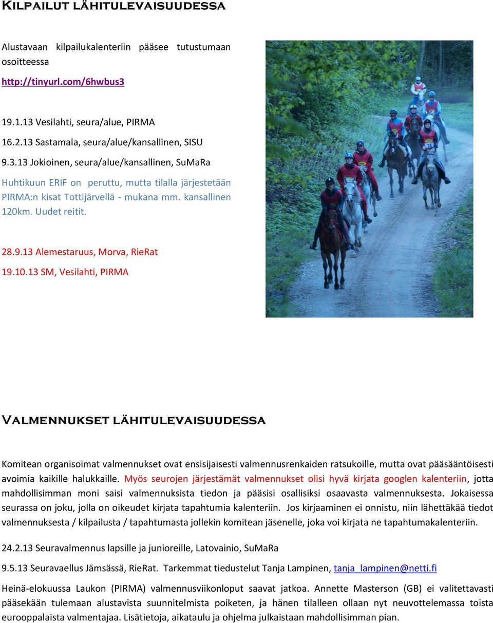 kansallinen 120km. Uudet reitit. 28.9.13 Alemestaruus, Morva, RieRat 19.10.