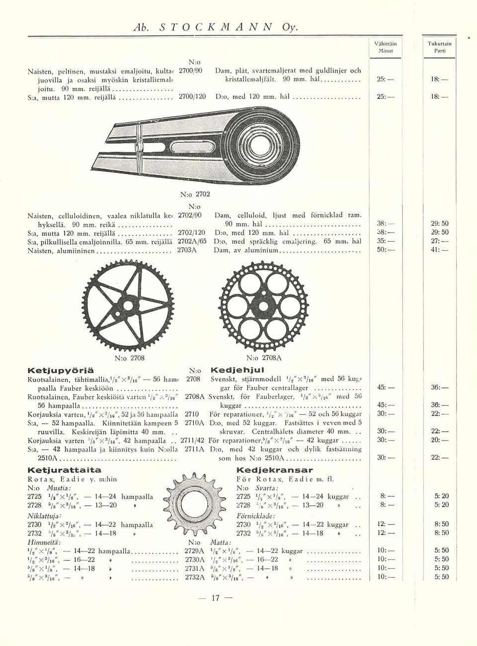 hål 25: 18: 2702 Naisten, celluloidinen, vaalea niklatulla ke 2702/90 Dam, celluloid, ljust med förnicklad ram. hyksellä. 90 mm. reikä 90 mm. hål 38: 29:50 S:a, mutta 120 mm.