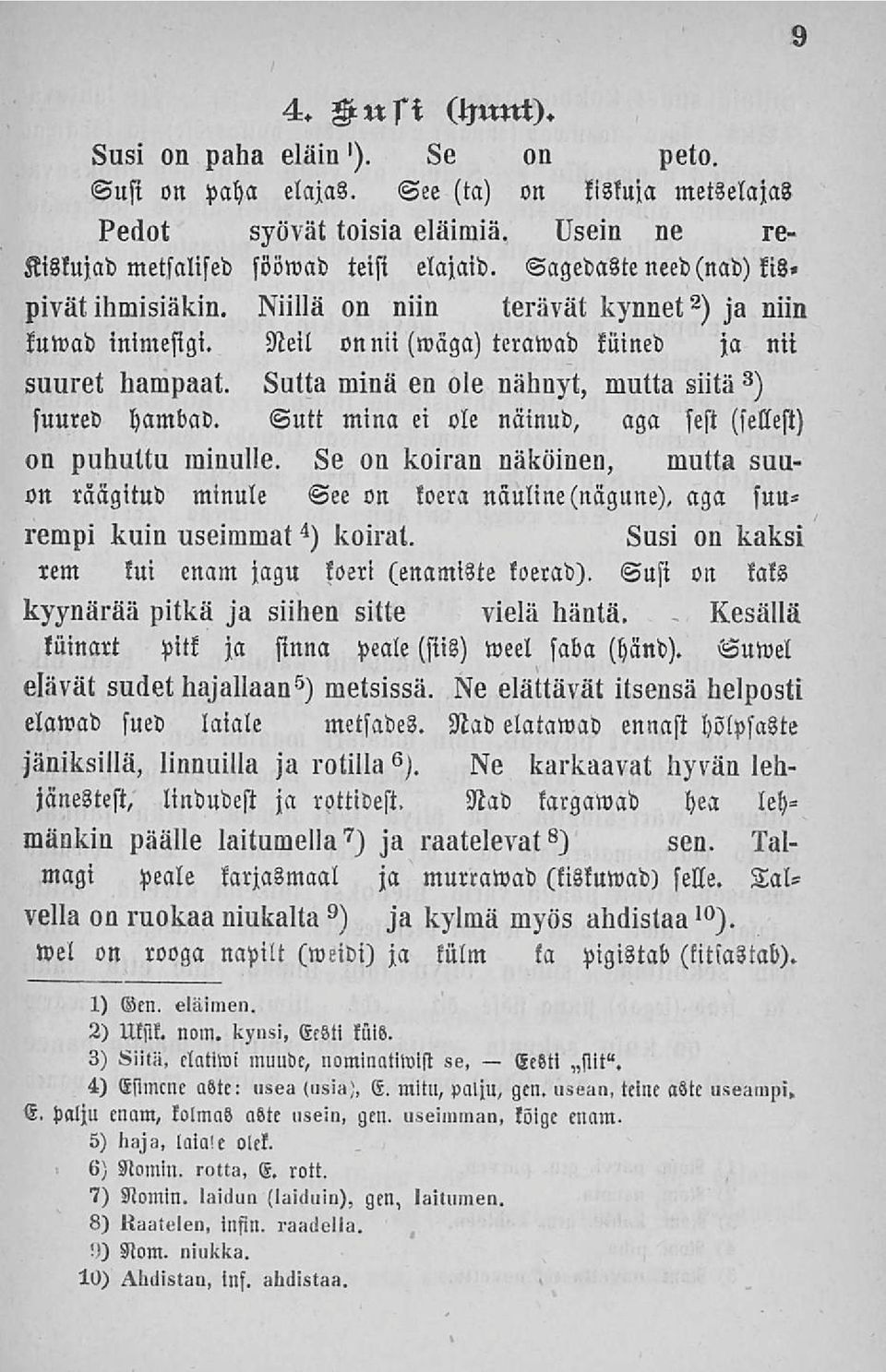 Sutta minä en ole nähuyt, mutta siitä 3 ) sumed Hambad. Sutt minä ei ole näinud, aga sest (sellest) on puhuttu minulle.