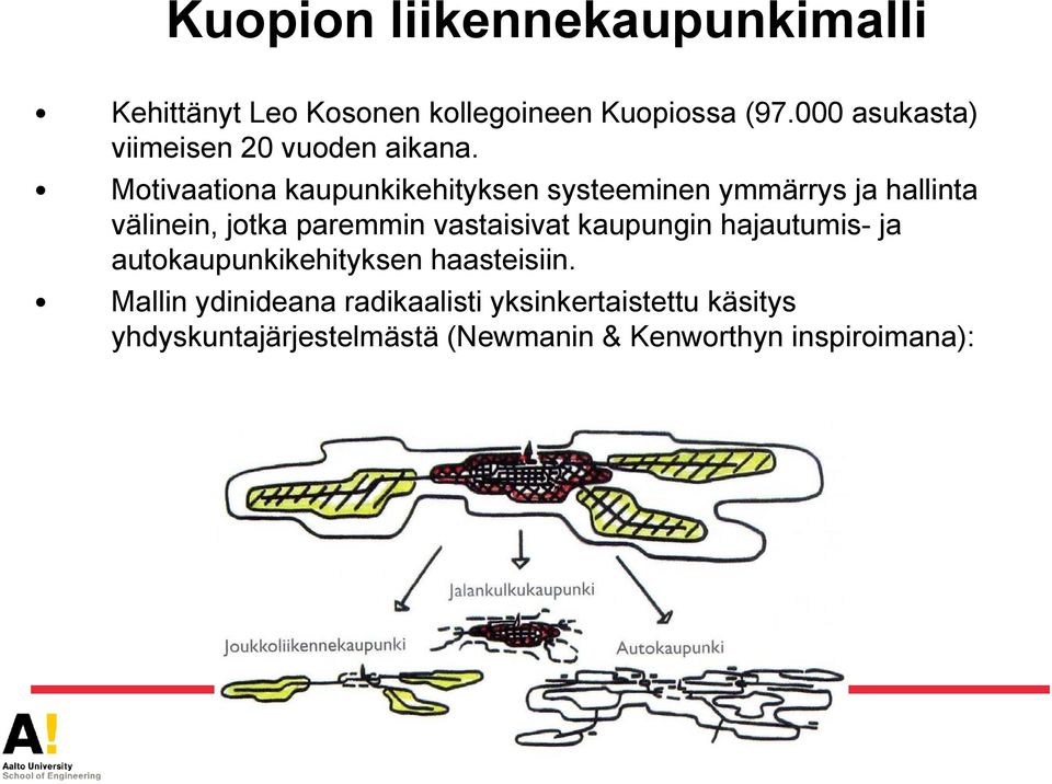 Motivaationa kaupunkikehityksen systeeminen ymmärrys ja hallinta välinein, jotka paremmin