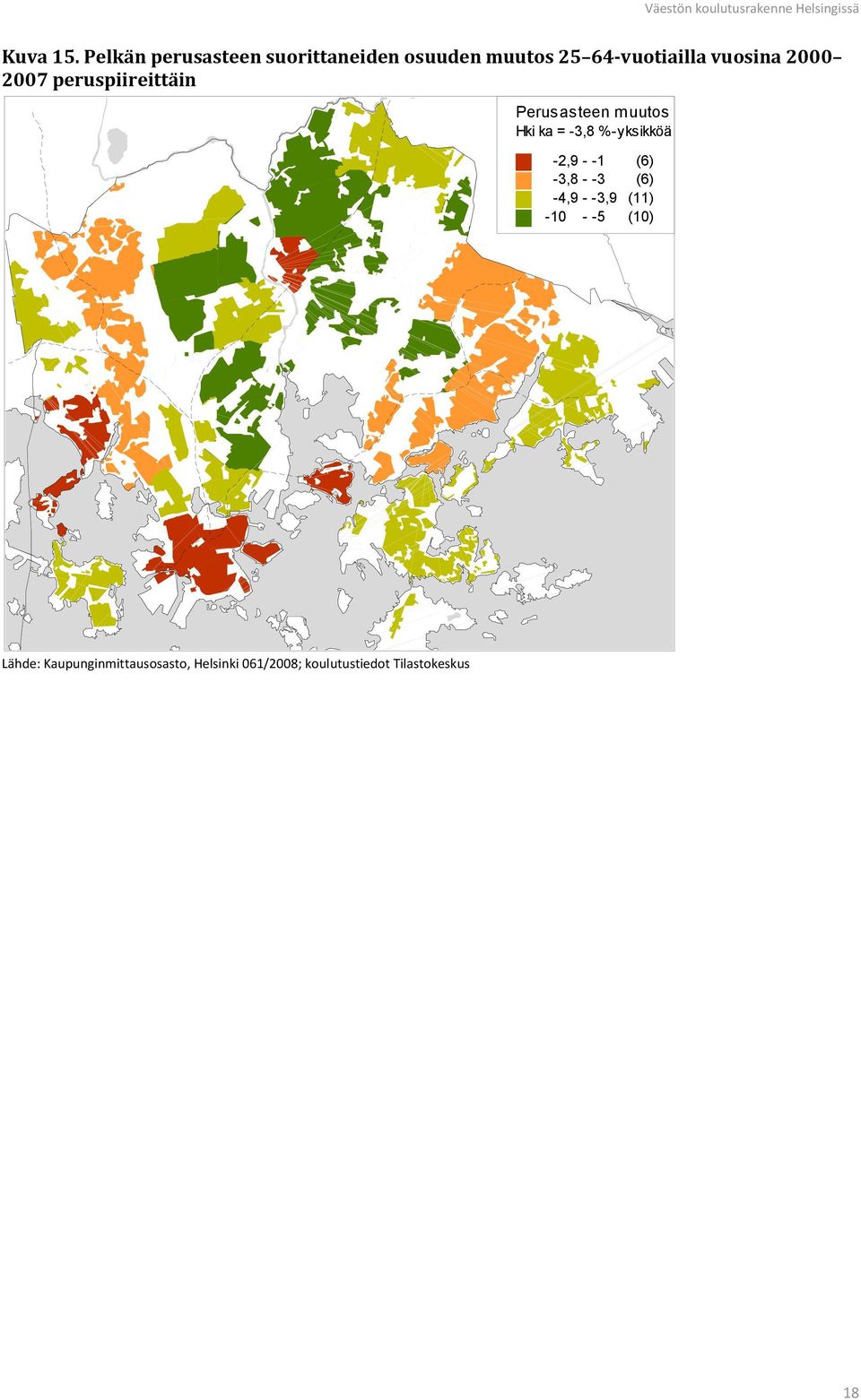 2000 2007 peruspiireittäin Perusasteen muutos Hki ka = -3,8 %-yksikköä
