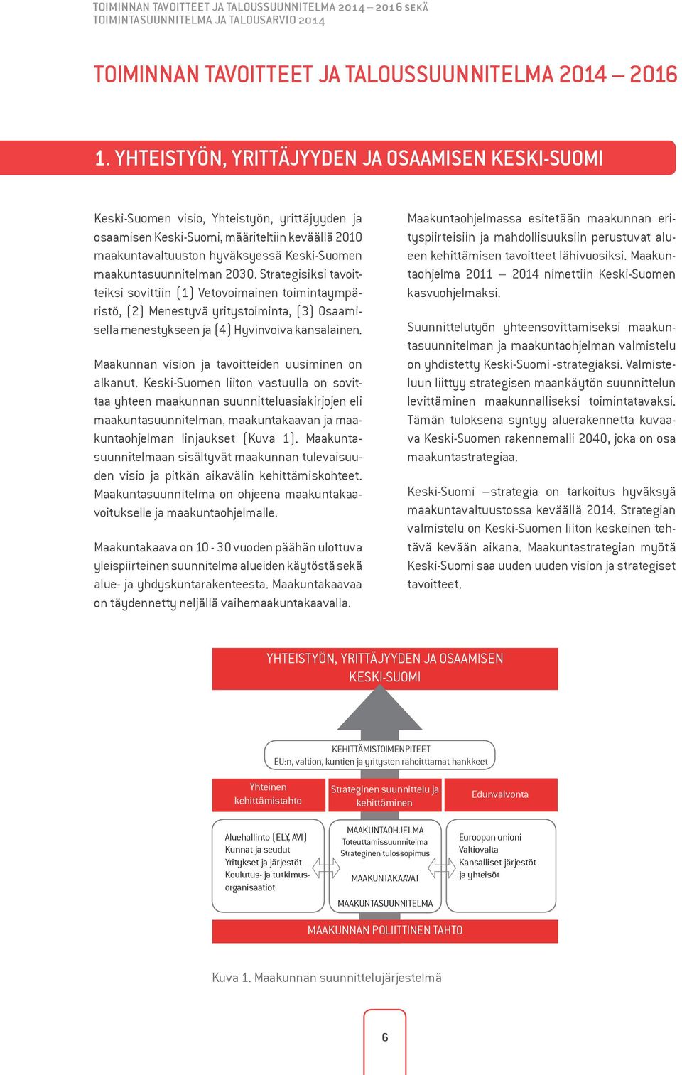 maakuntasuunnitelman 2030. Strategisiksi tavoitteiksi sovittiin (1) Vetovoimainen toimintaympäristö, (2) Menestyvä yritystoiminta, (3) Osaamisella menestykseen ja (4) Hyvinvoiva kansalainen.