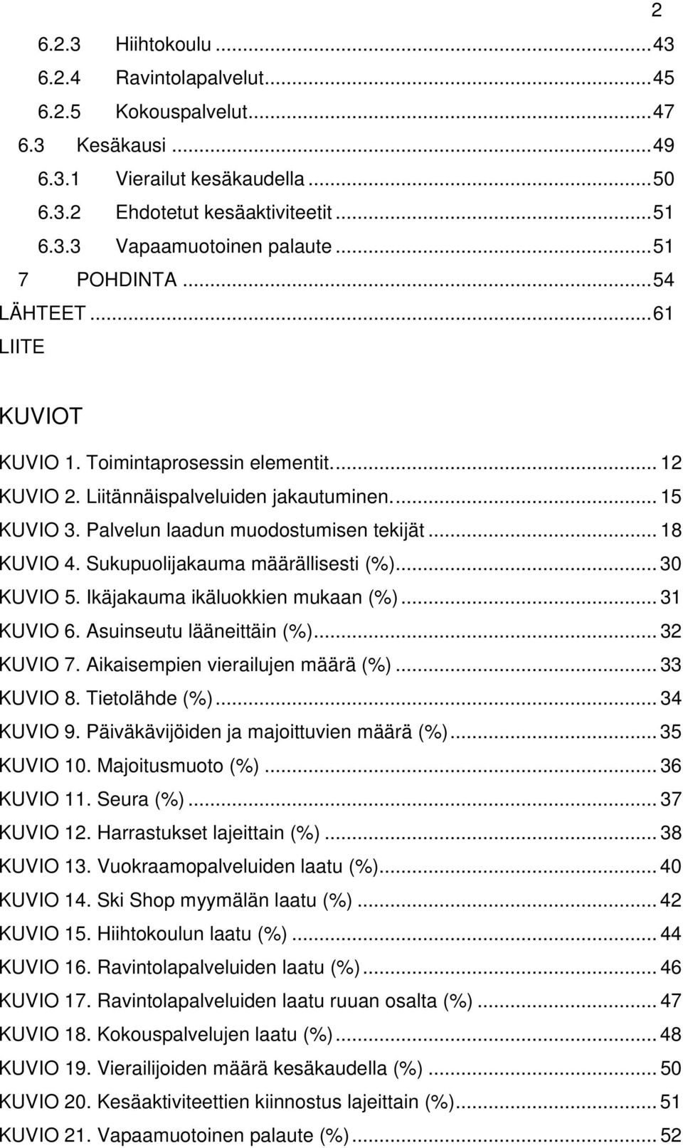 Sukupuolijakauma määrällisesti (%)... 30 KUVIO 5. Ikäjakauma ikäluokkien mukaan (%)... 31 KUVIO 6. Asuinseutu lääneittäin (%)... 32 KUVIO 7. Aikaisempien vierailujen määrä (%)... 33 KUVIO 8.