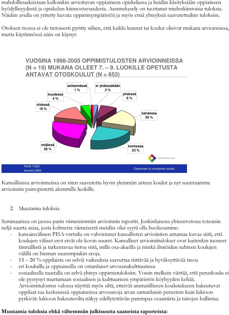 Otoksen teossa ei ole tietoisesti pyritty siihen, että kaikki kunnat tai koulut olisivat mukana arvioinnissa, mutta käytännössä näin on käynyt.