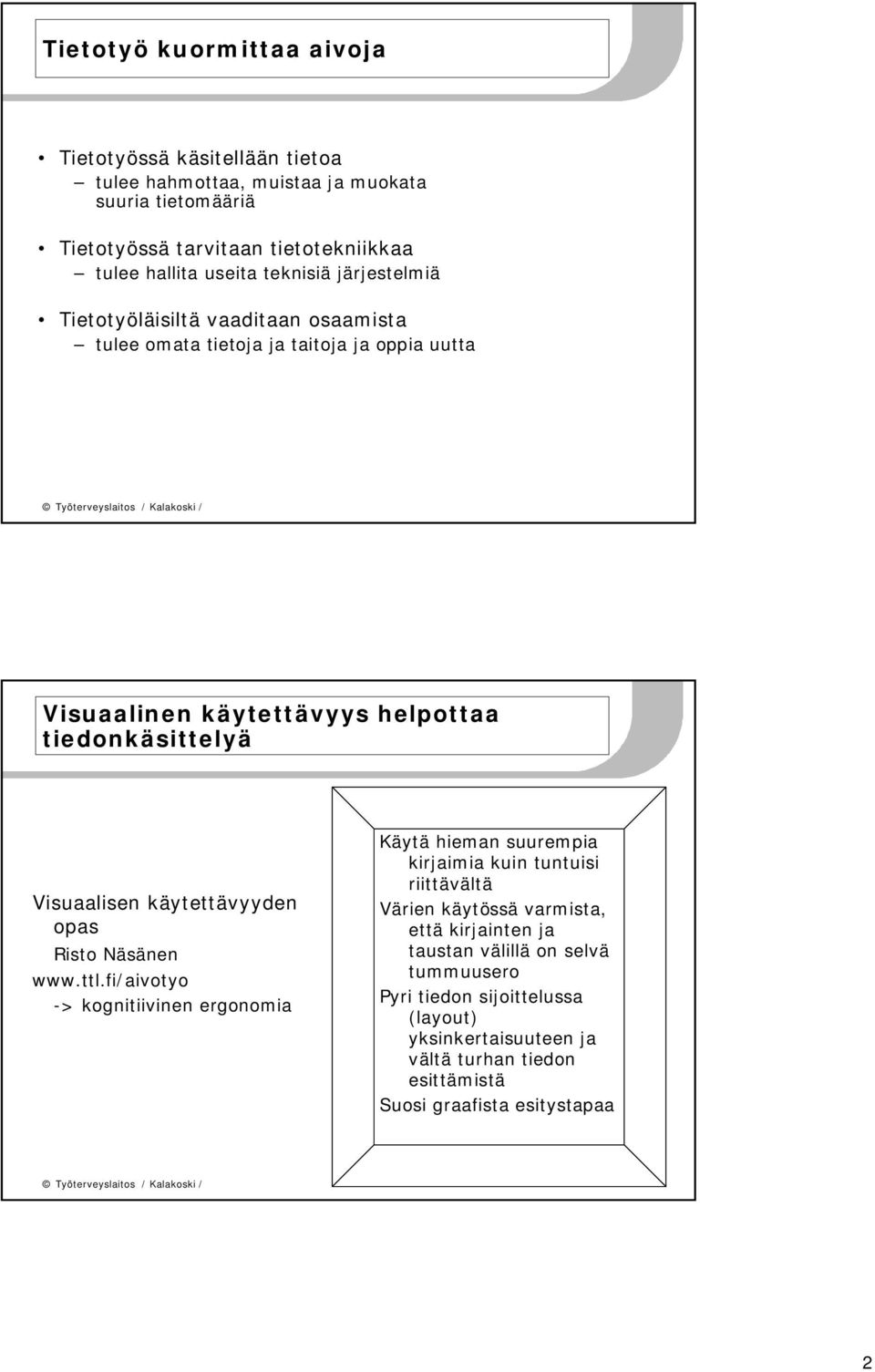 Visuaalisen käytettävyyden opas Risto Näsänen www.ttl.