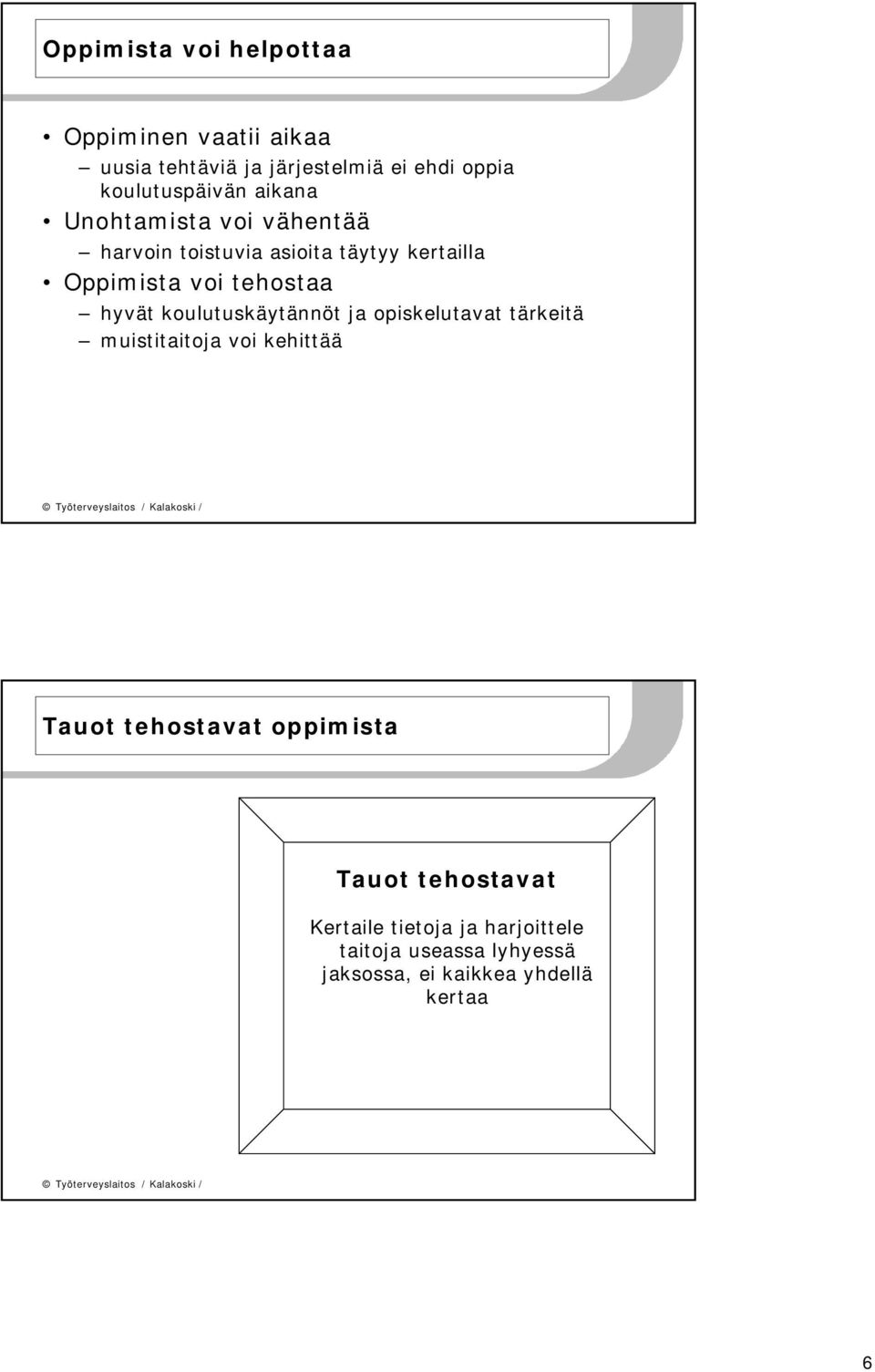 tehostaa hyvät koulutuskäytännöt ja opiskelutavat tärkeitä muistitaitoja voi kehittää Tauot tehostavat