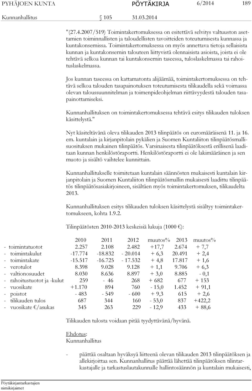 "(27.4.2007/519) Toimintakertomuksessa on esitettävä selvitys valtuuston asettamien toiminnallisten ja ta loudellisten tavoit teiden toteutumisesta kunnassa ja kuntakonsernissa.