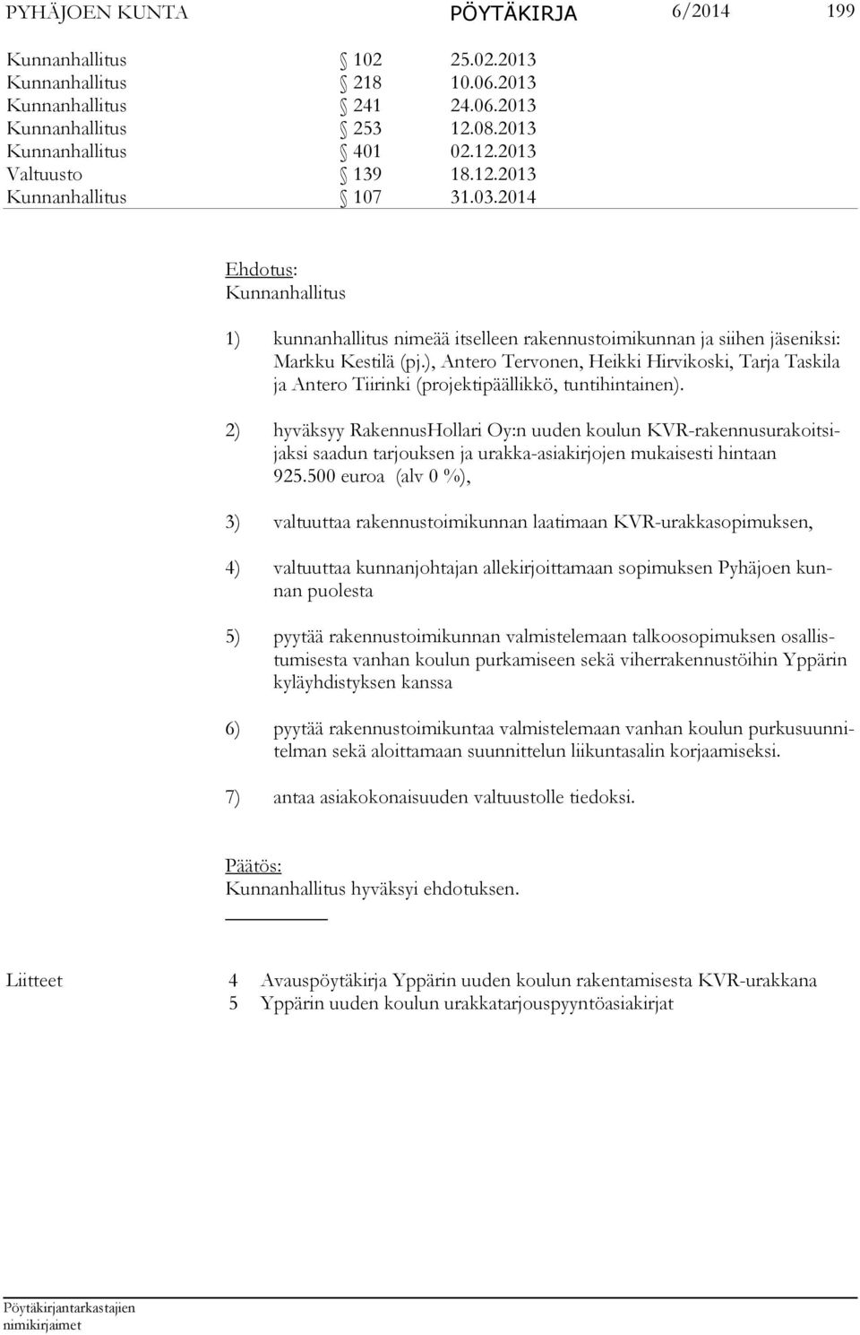 ), Antero Tervonen, Heikki Hirvikoski, Tarja Taskila ja An tero Tiirinki (projektipäällikkö, tuntihintainen).